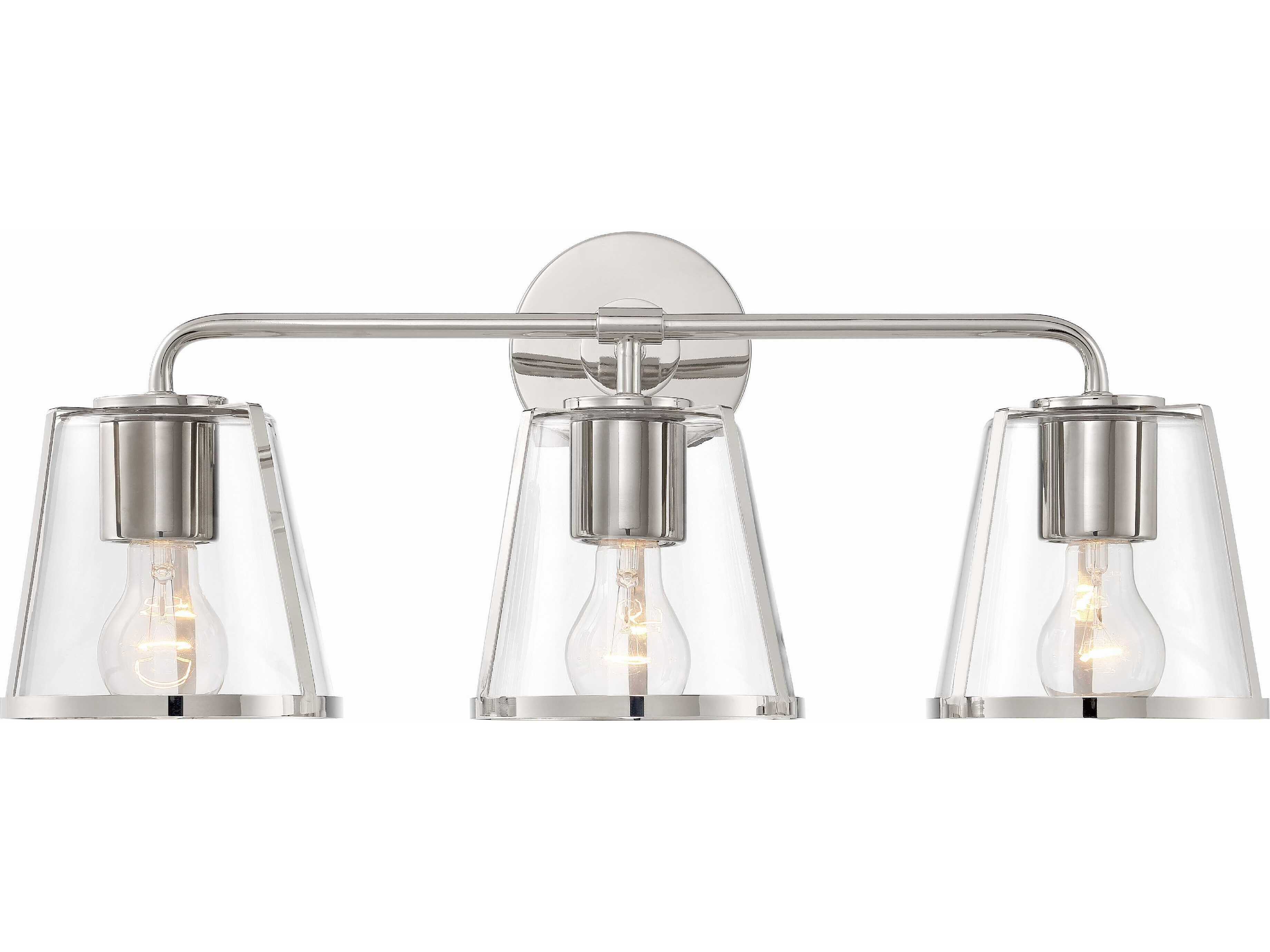 Crystorama Fulton 3-Light Polished Nickel Glass Vanity Light