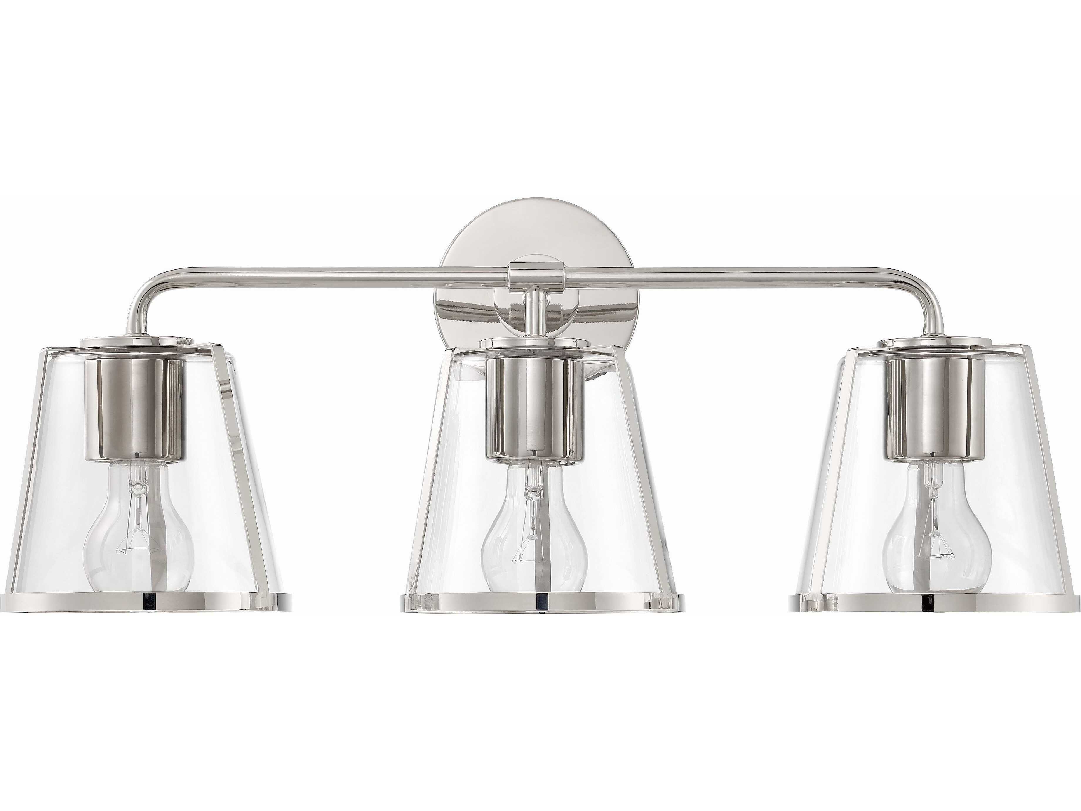 Crystorama Fulton 3-Light Polished Nickel Glass Vanity Light