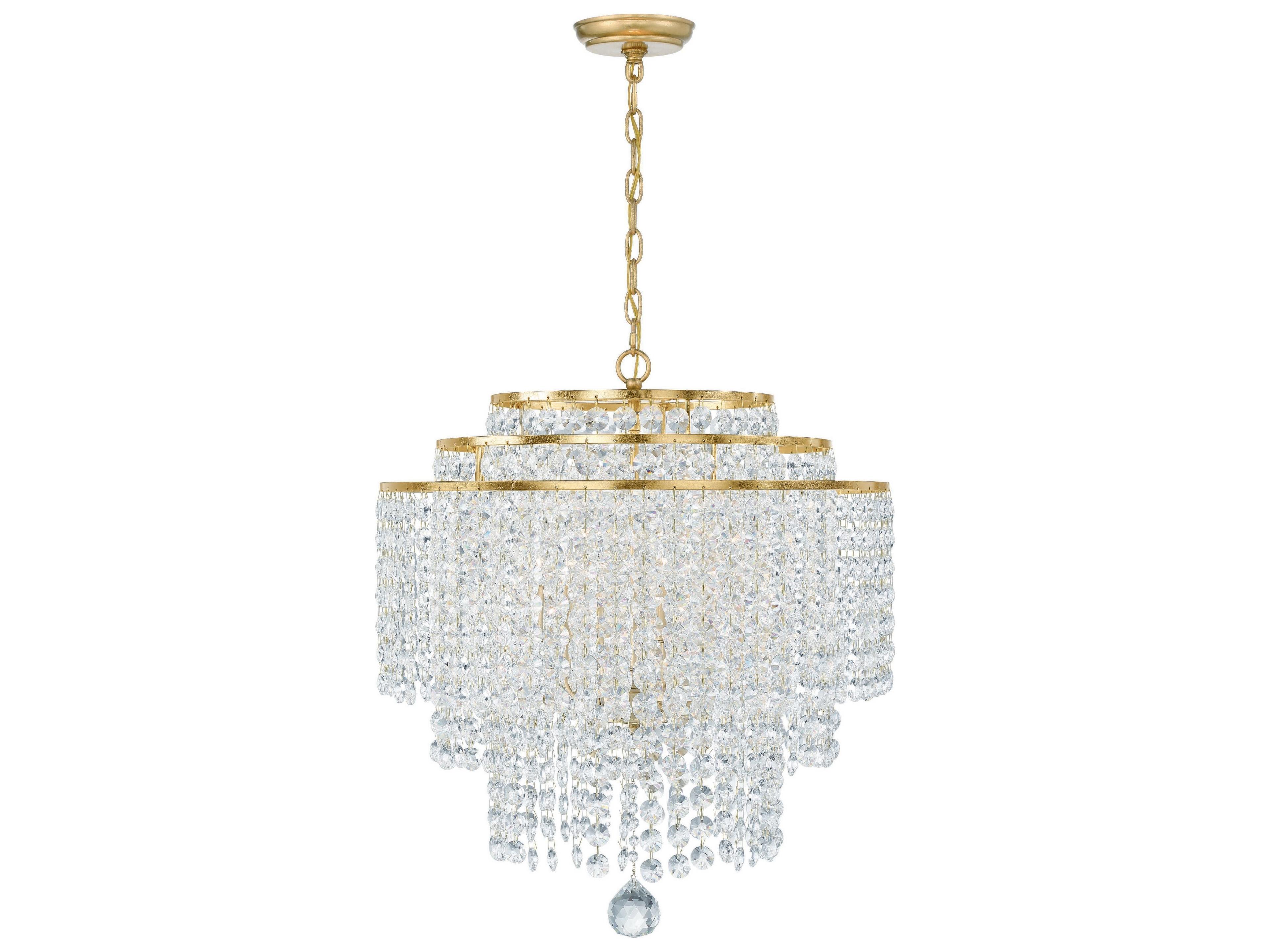 Crystorama Gabrielle 6-Light Antique Gold Crystal Tiered Chandelier