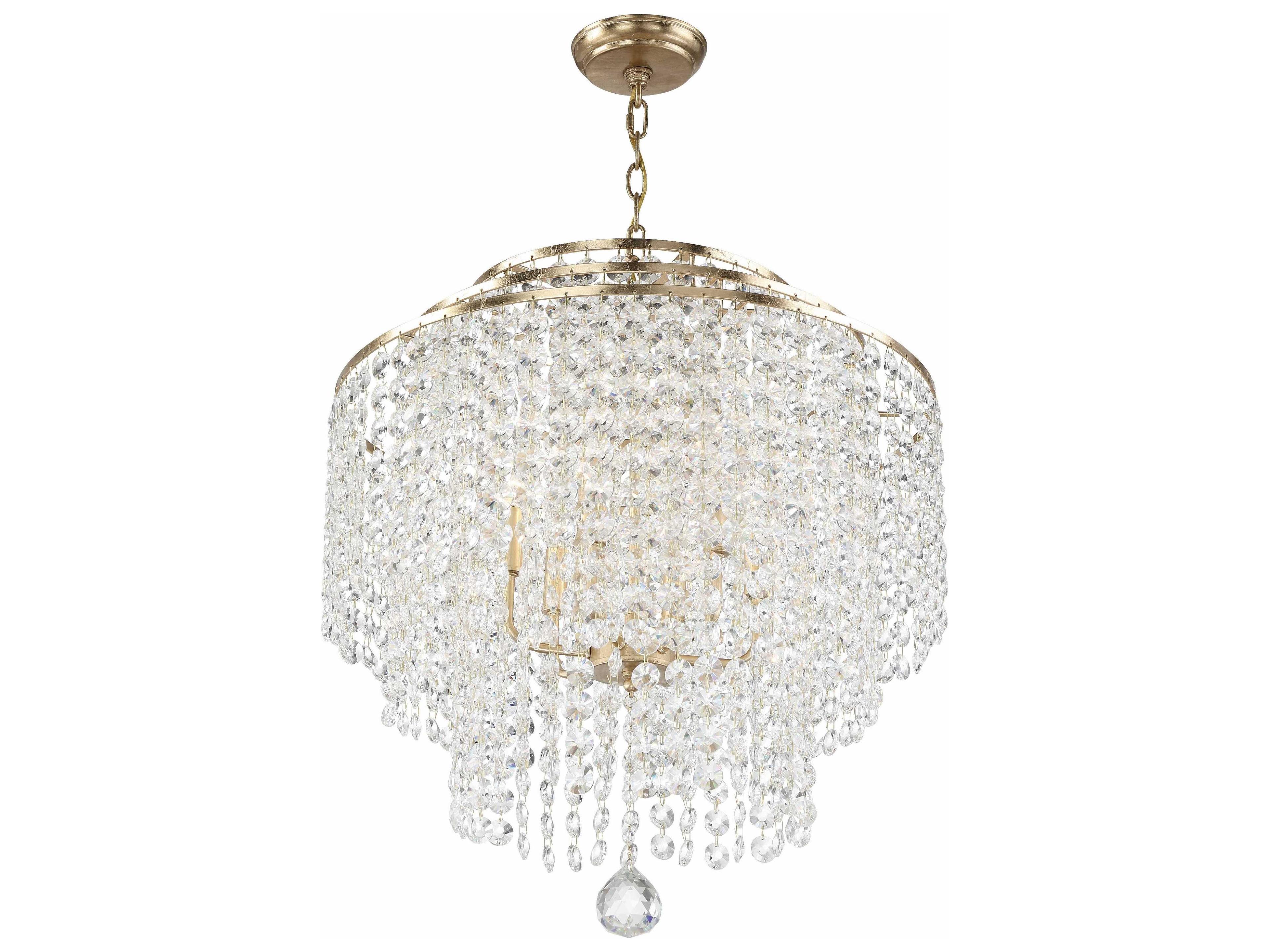 Crystorama Gabrielle 6-Light Antique Gold Crystal Tiered Chandelier