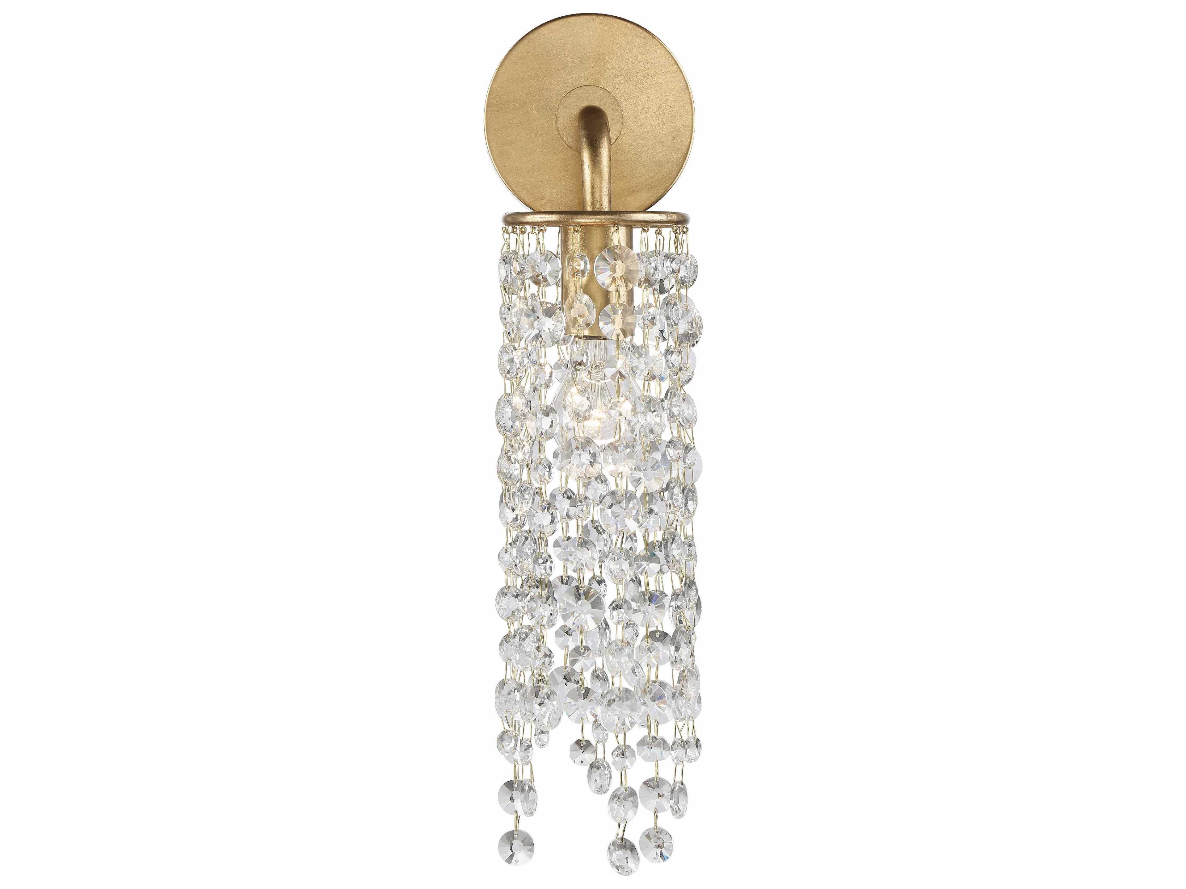 Crystorama Gabrielle 1-Light Antique Gold Crystal Wall Sconce