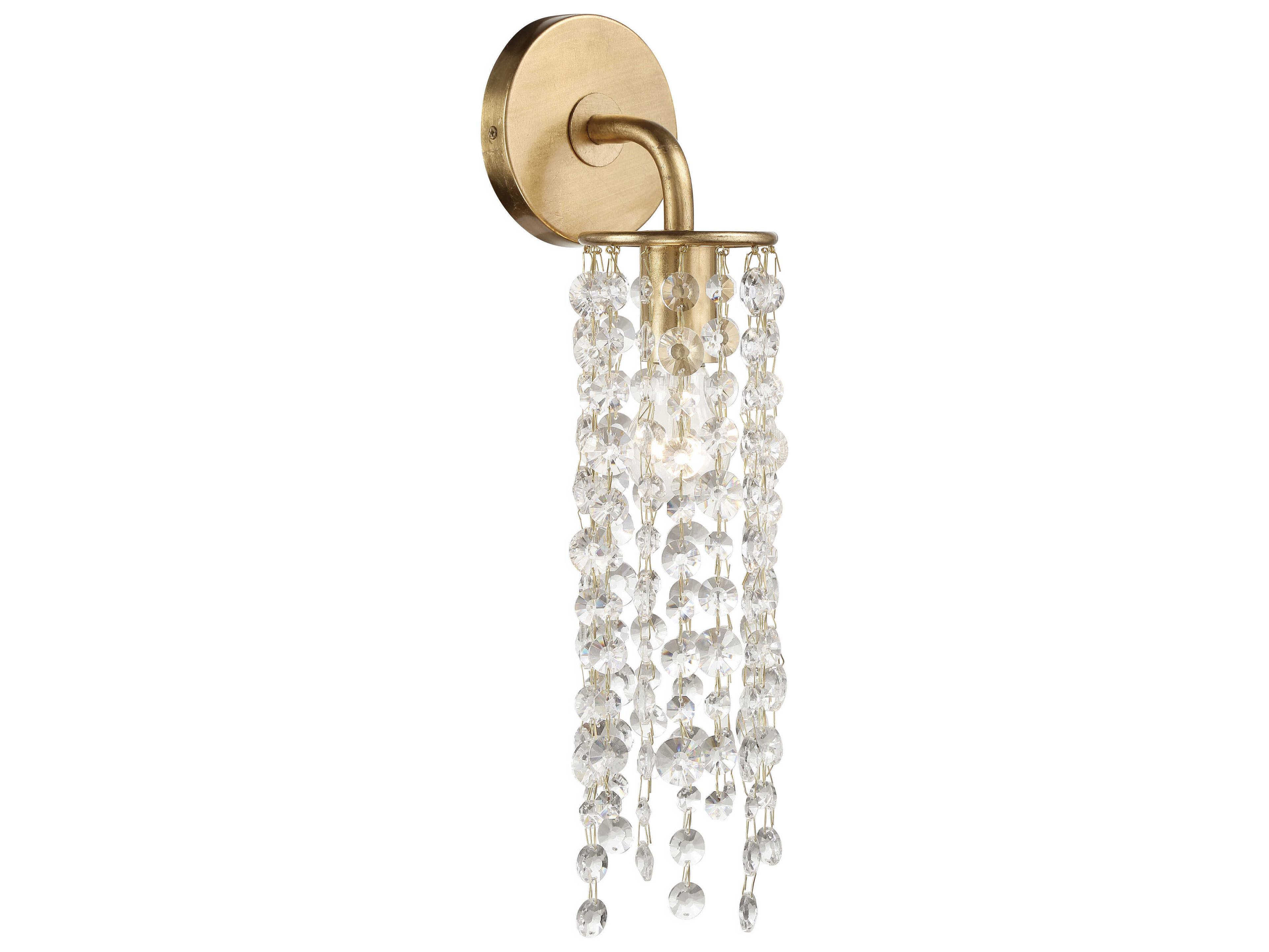 Crystorama Gabrielle 1-Light Antique Gold Crystal Wall Sconce