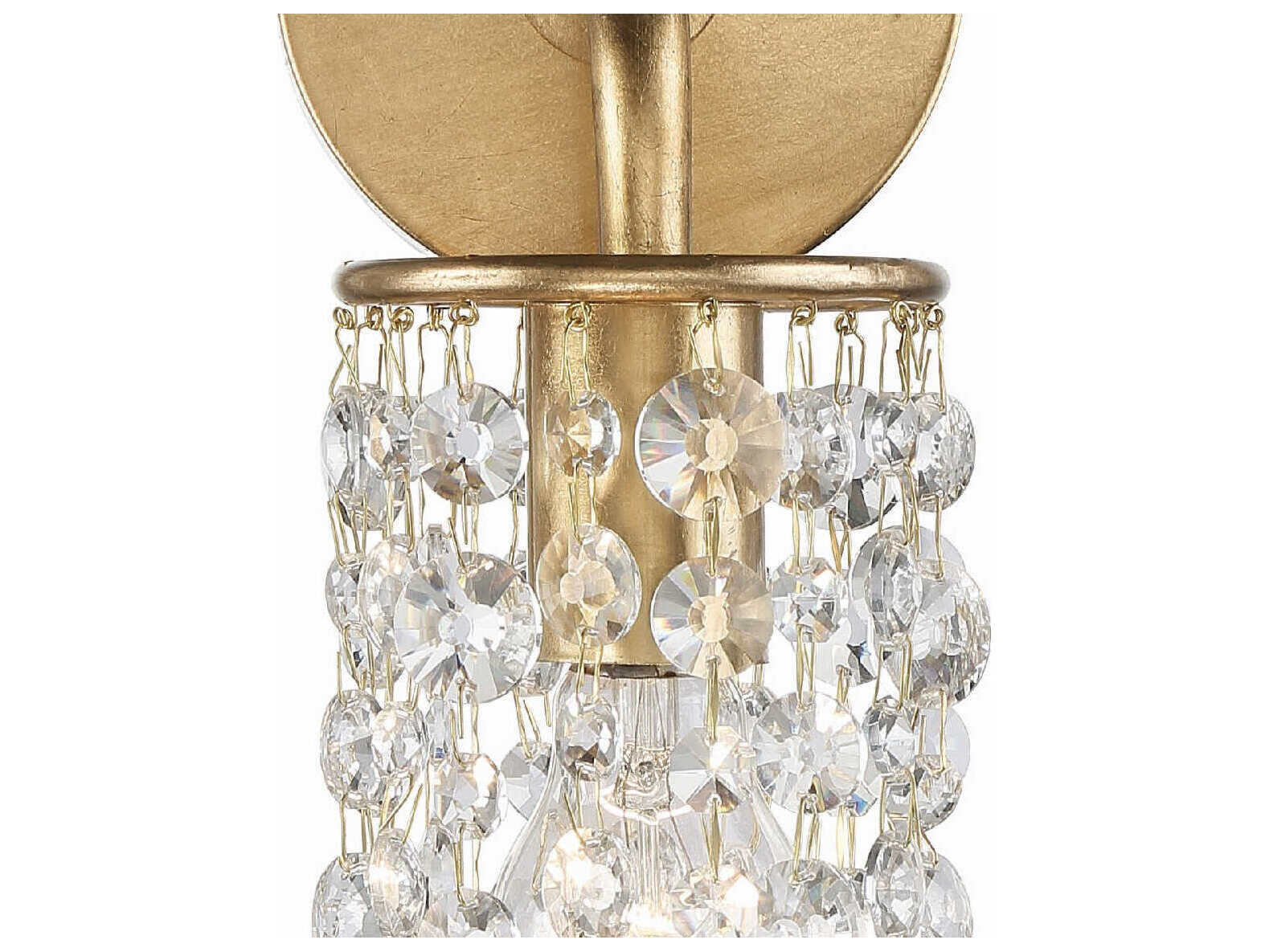 Crystorama Gabrielle 1-Light Antique Gold Crystal Wall Sconce