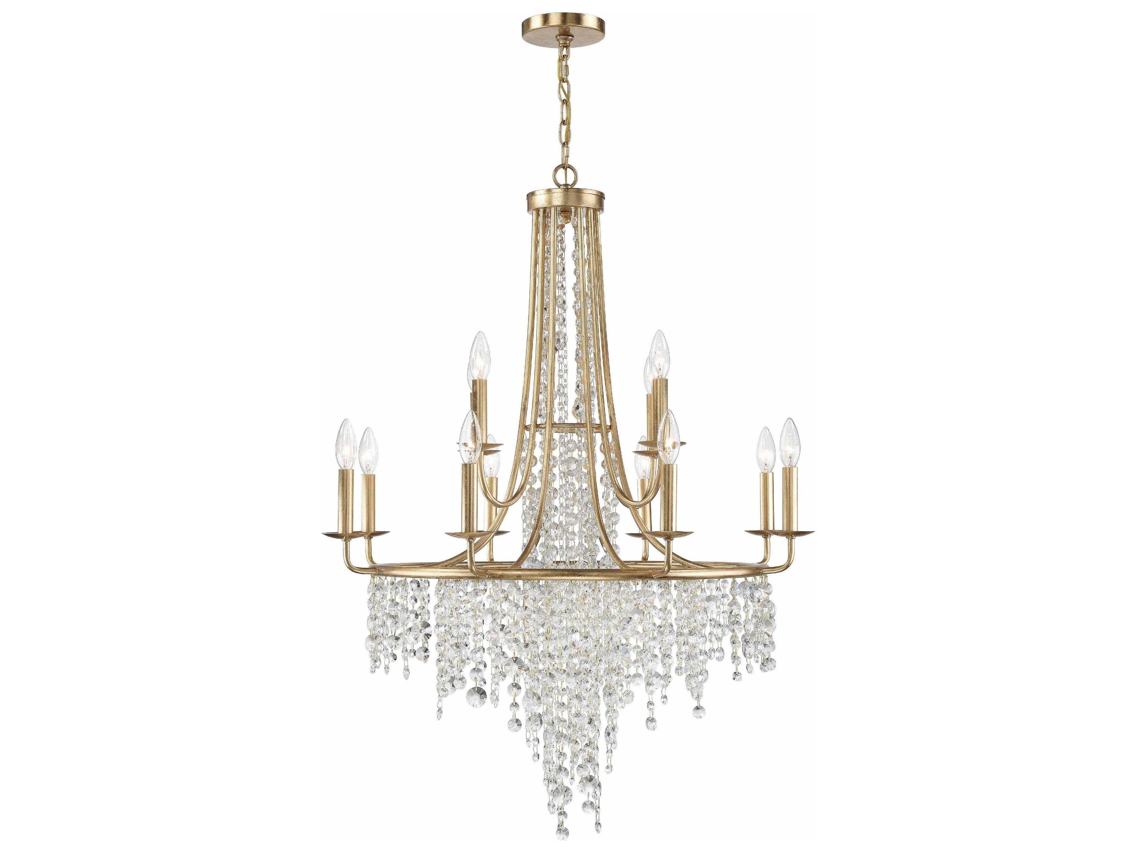 Crystorama Gabrielle 12-Light Antique Gold Crystal Candelabra Chandelier