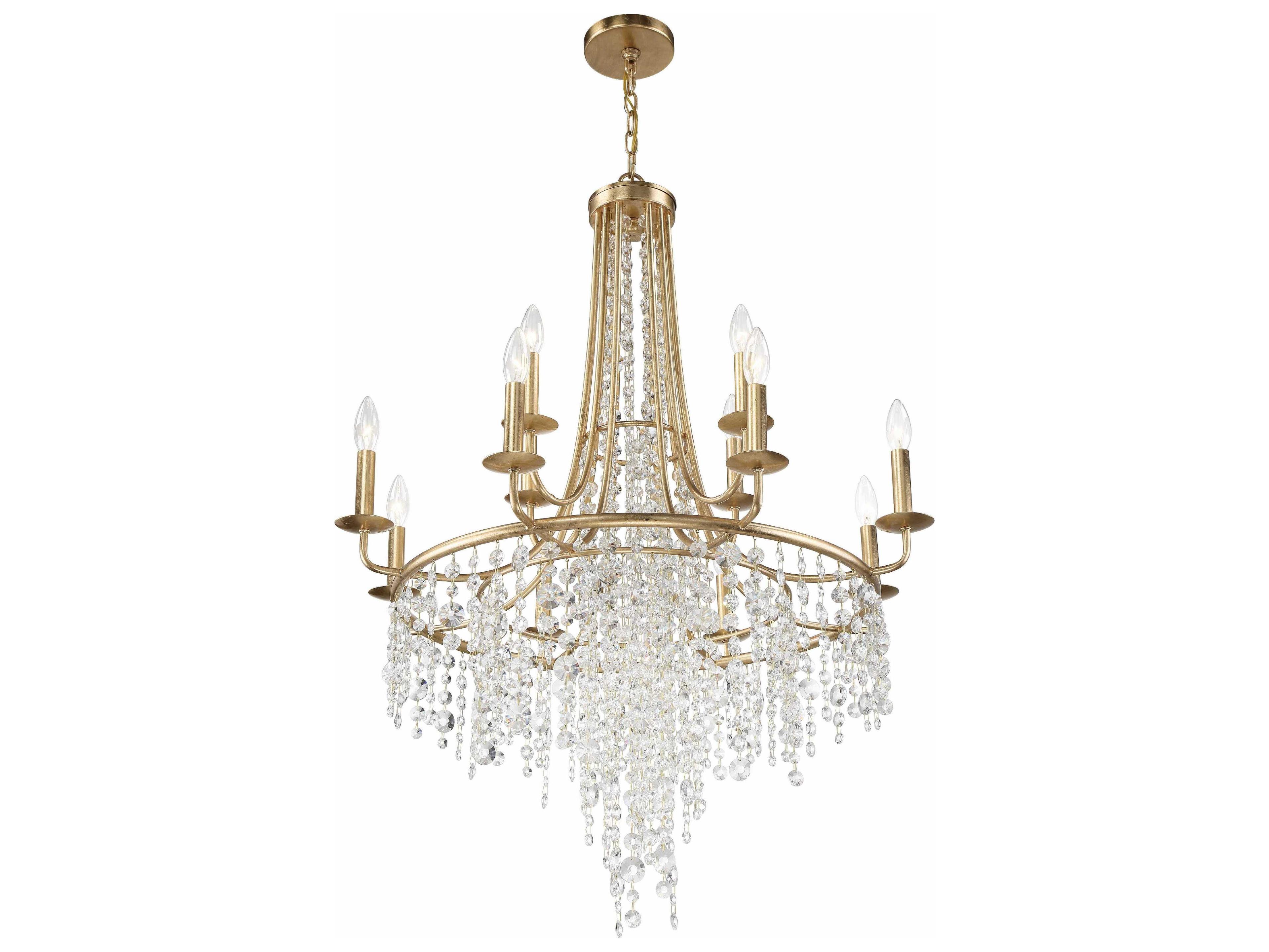 Crystorama Gabrielle 12-Light Antique Gold Crystal Candelabra Chandelier