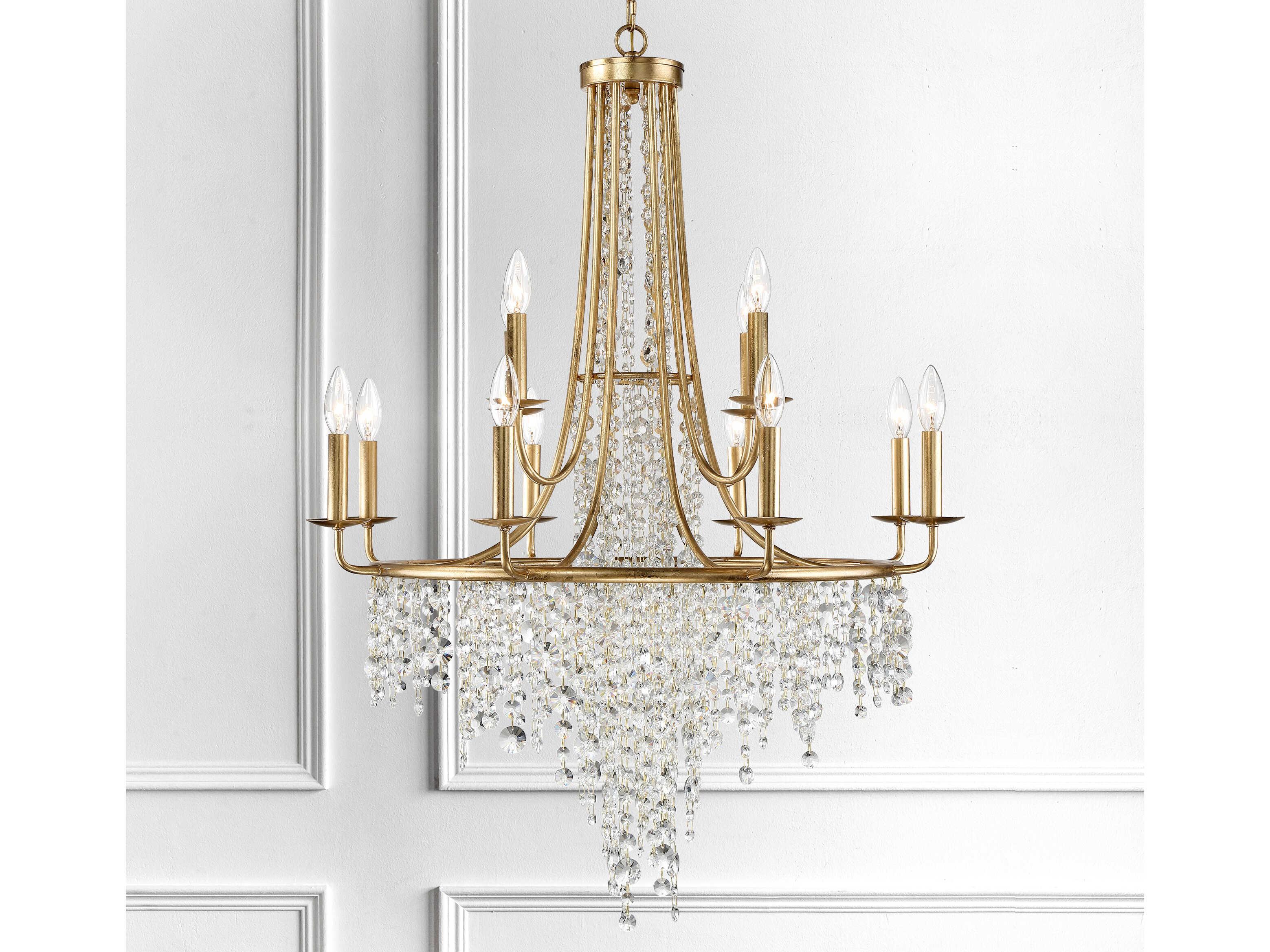 Crystorama Gabrielle 12-Light Antique Gold Crystal Candelabra Chandelier