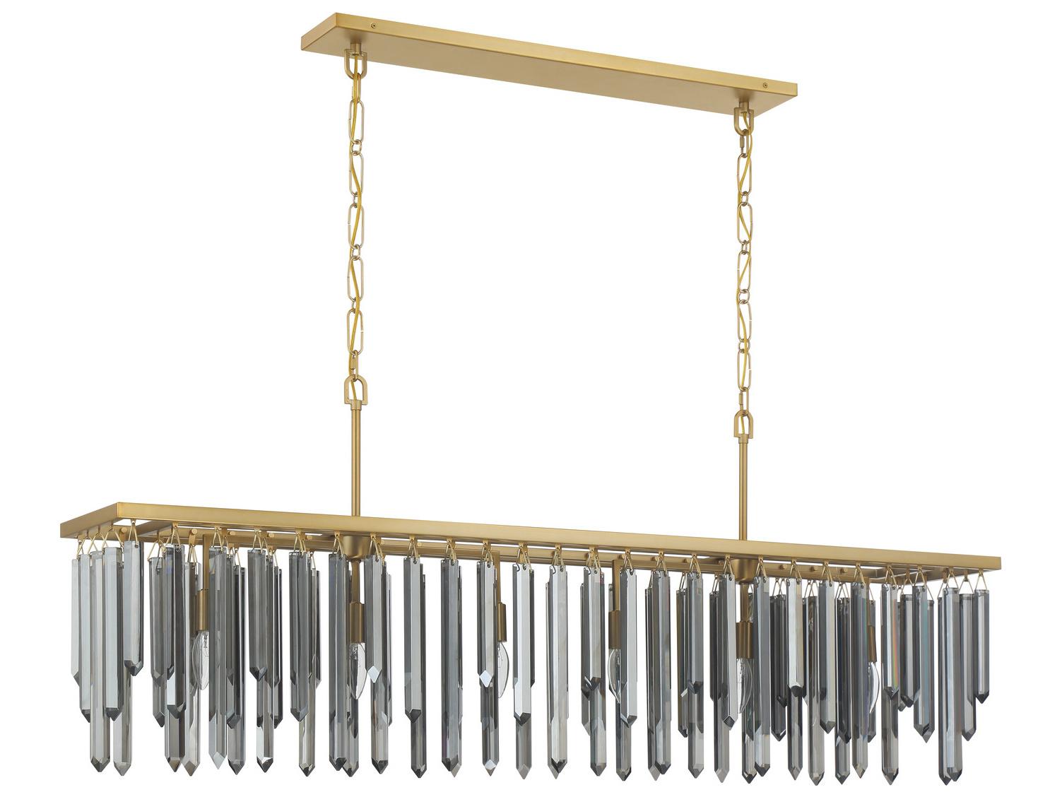 Crystorama Gemma 6-Light Black Linear Island Pendant