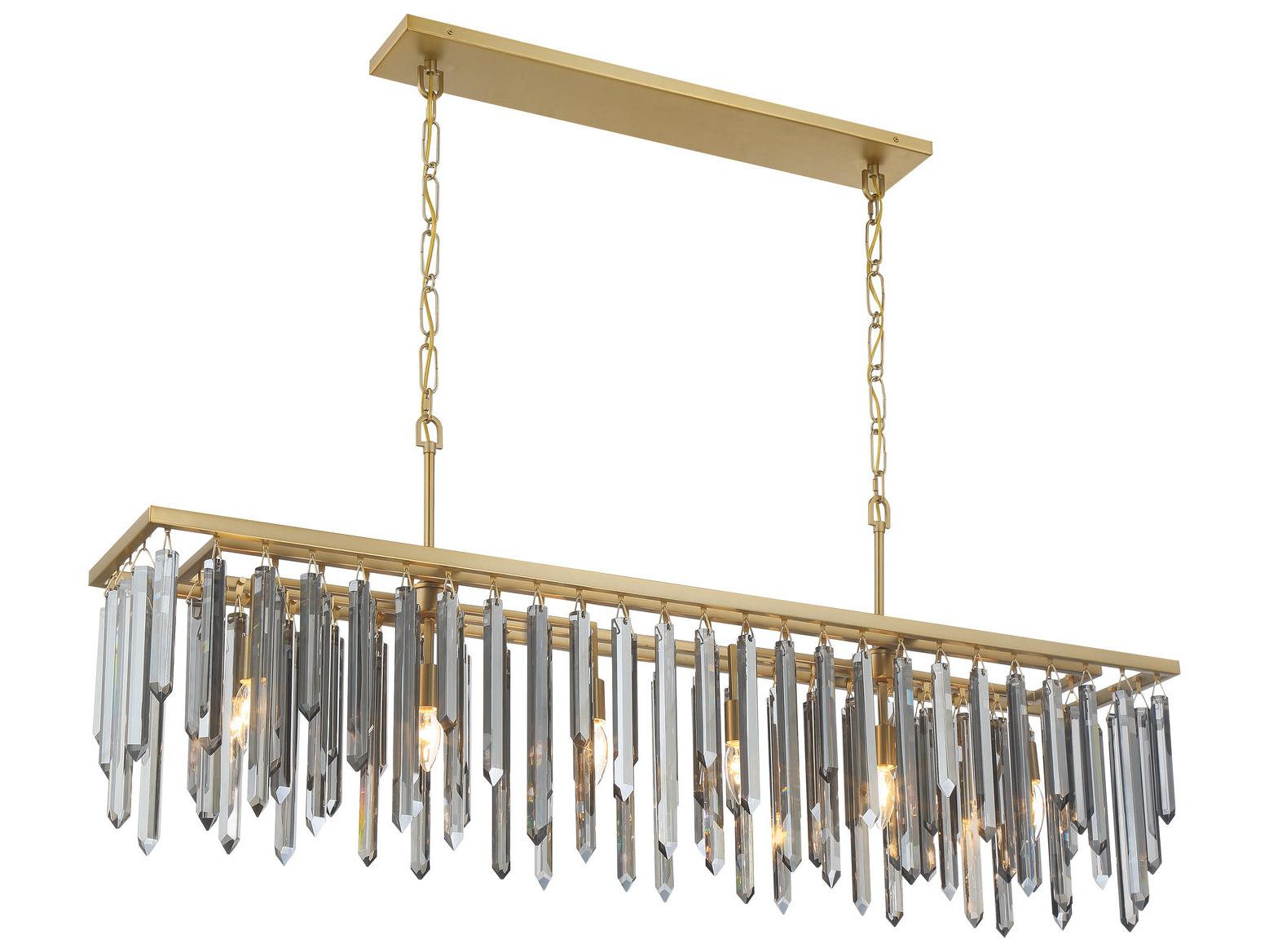 Crystorama Gemma 6-Light Black Linear Island Pendant