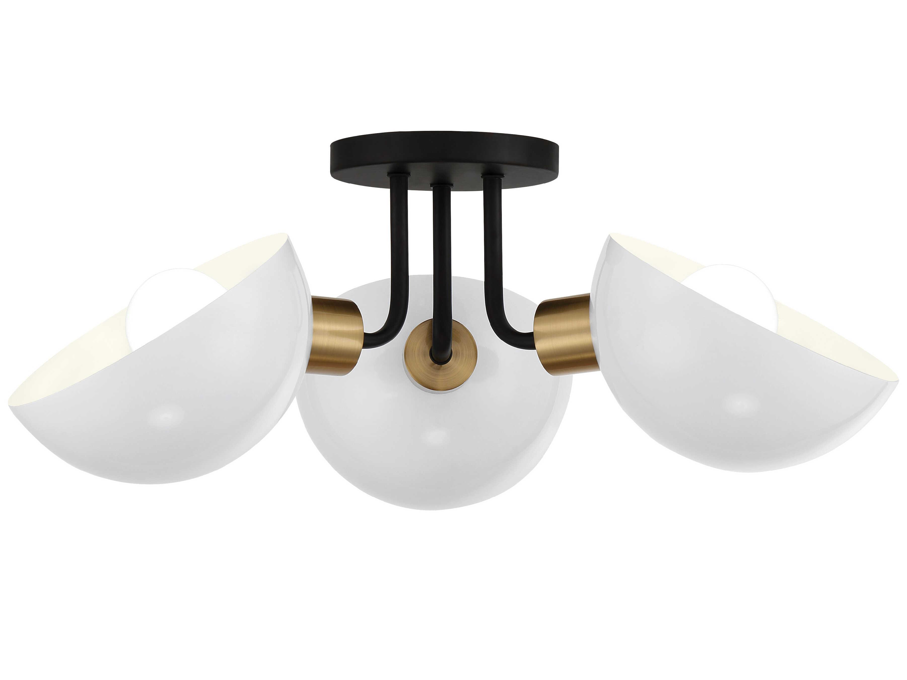 Crystorama Gigi 3-Light Black Aged Brass Dome Semi Flush Mount