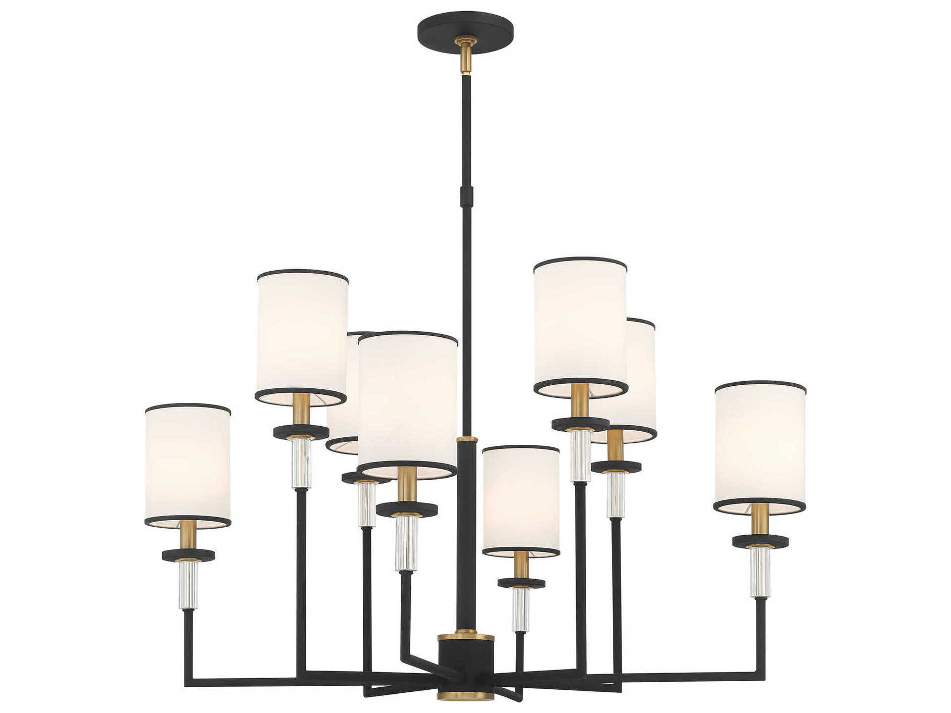 Crystorama Hatfield 8-Light Black Forged Vibrant Gold Candelabra Chandelier