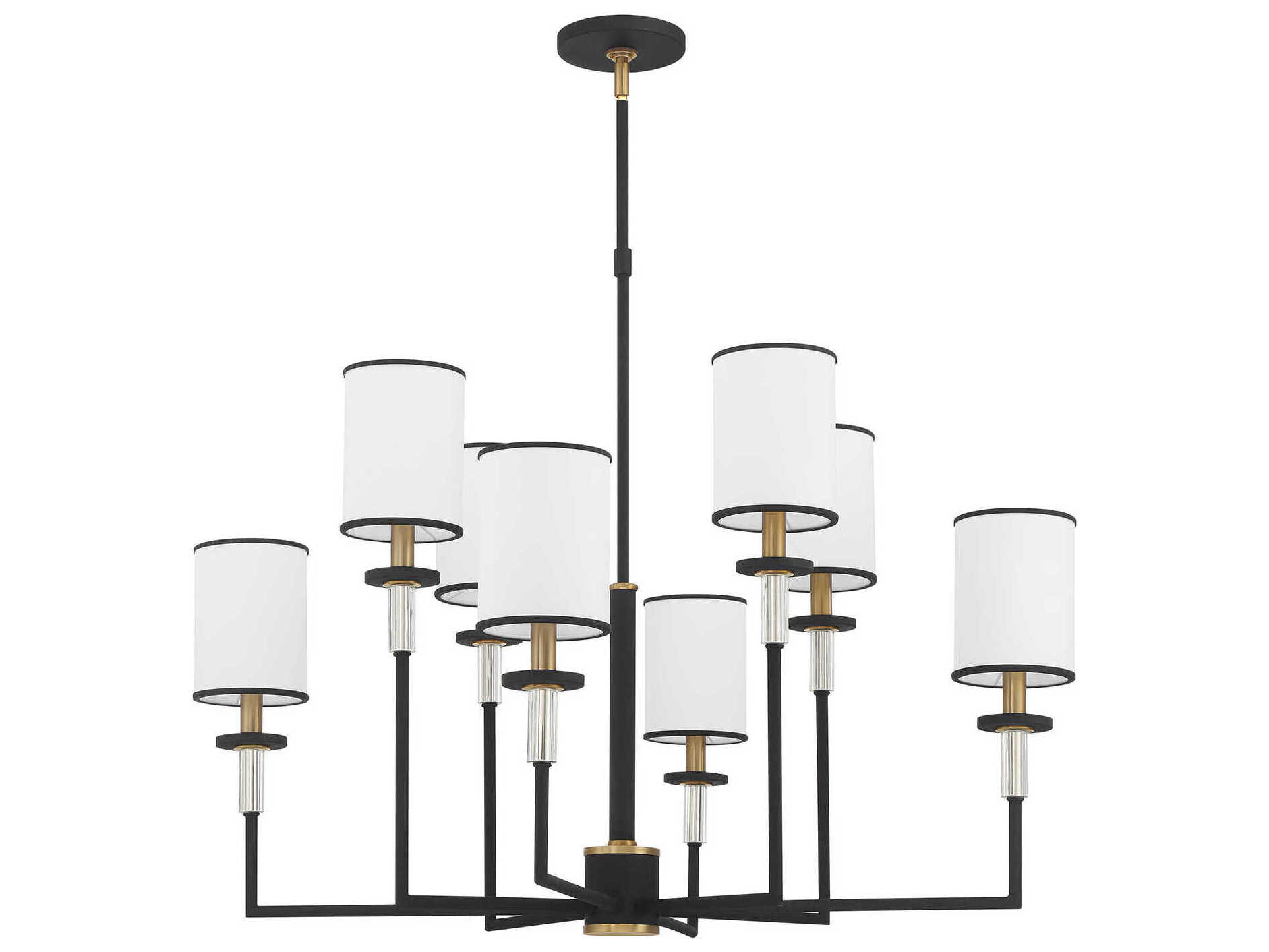 Crystorama Hatfield 8-Light Black Forged Vibrant Gold Candelabra Chandelier