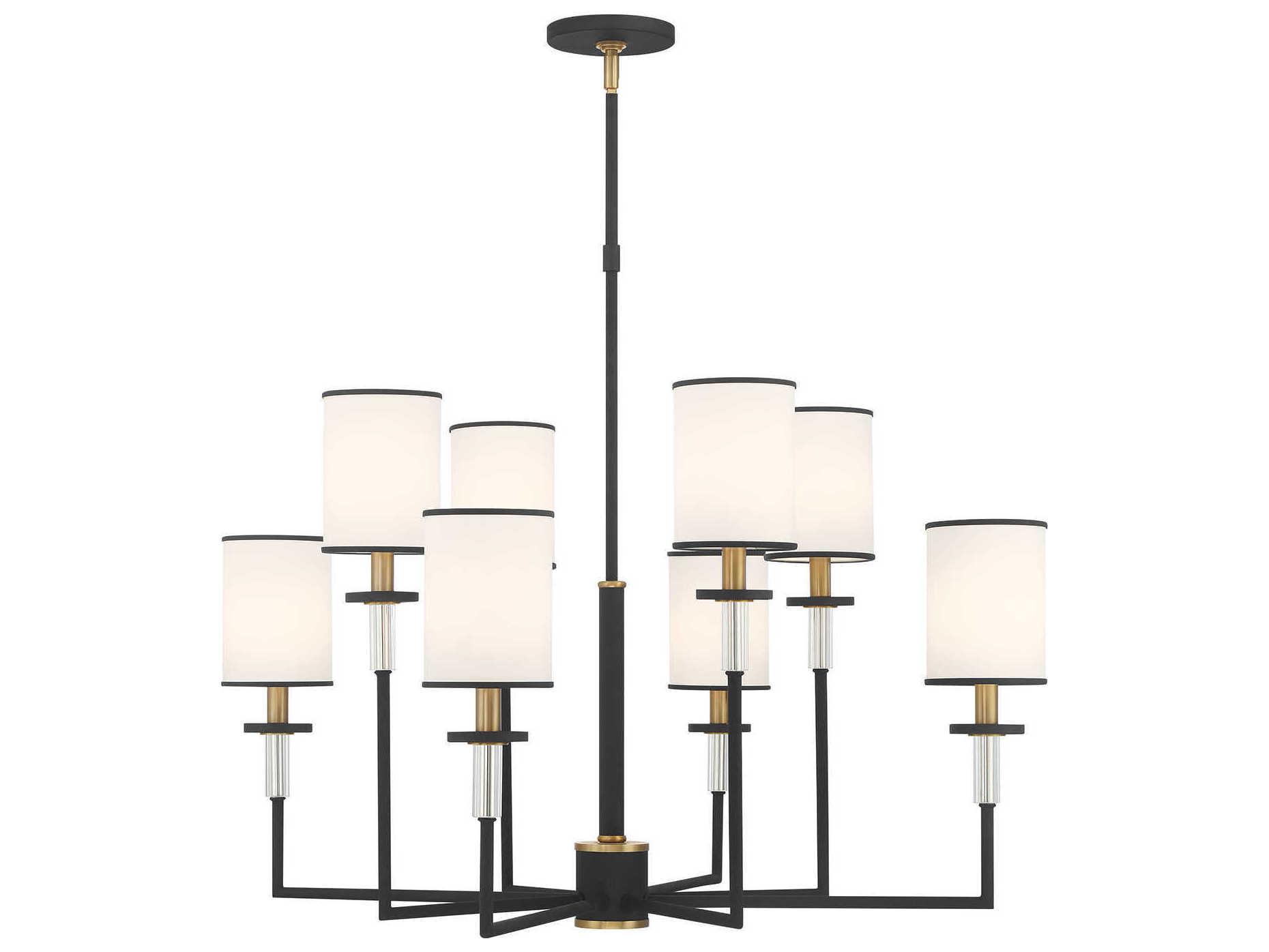 Crystorama Hatfield 8-Light Black Forged Vibrant Gold Candelabra Chandelier