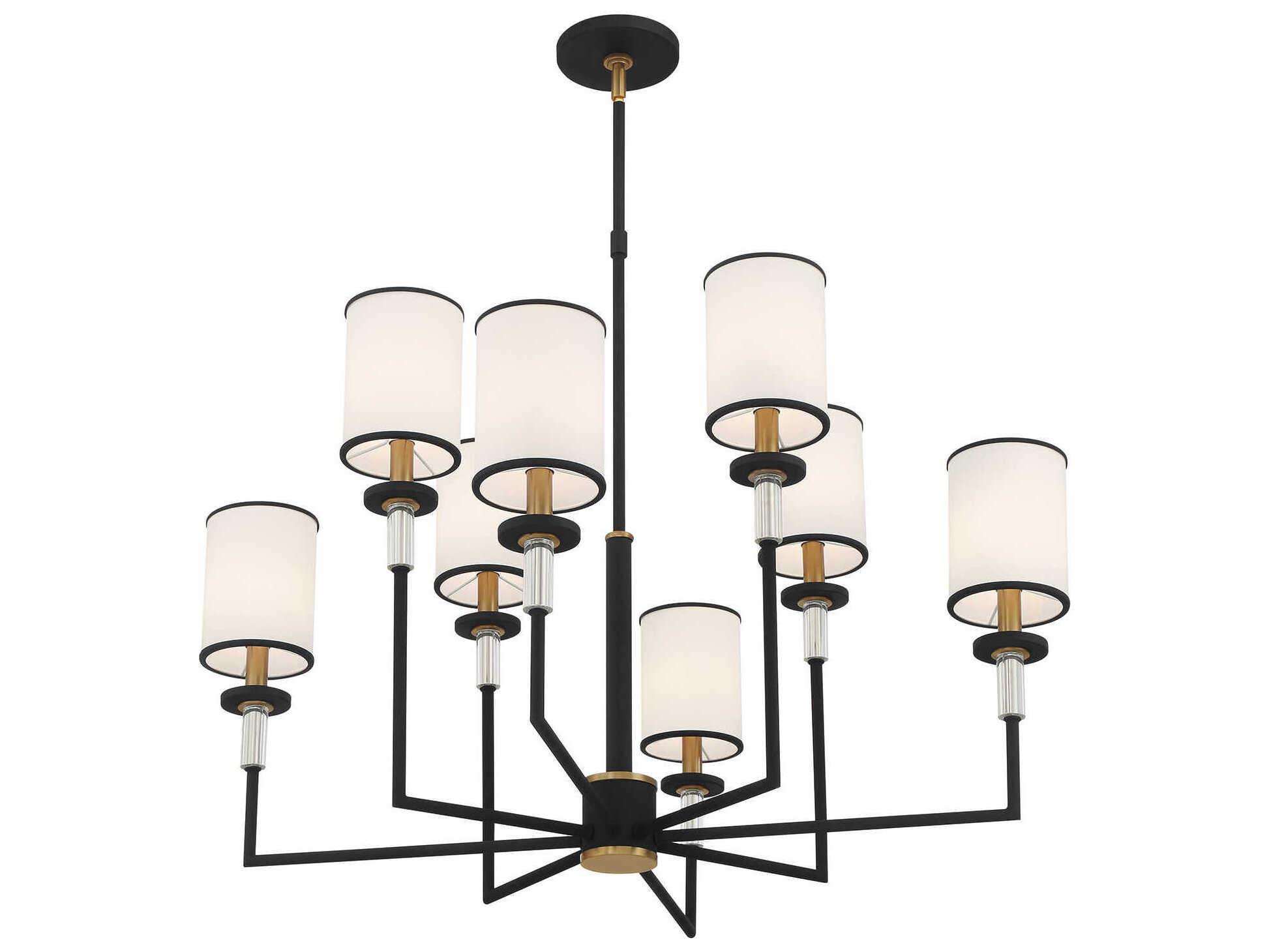 Crystorama Hatfield 8-Light Black Forged Vibrant Gold Candelabra Chandelier