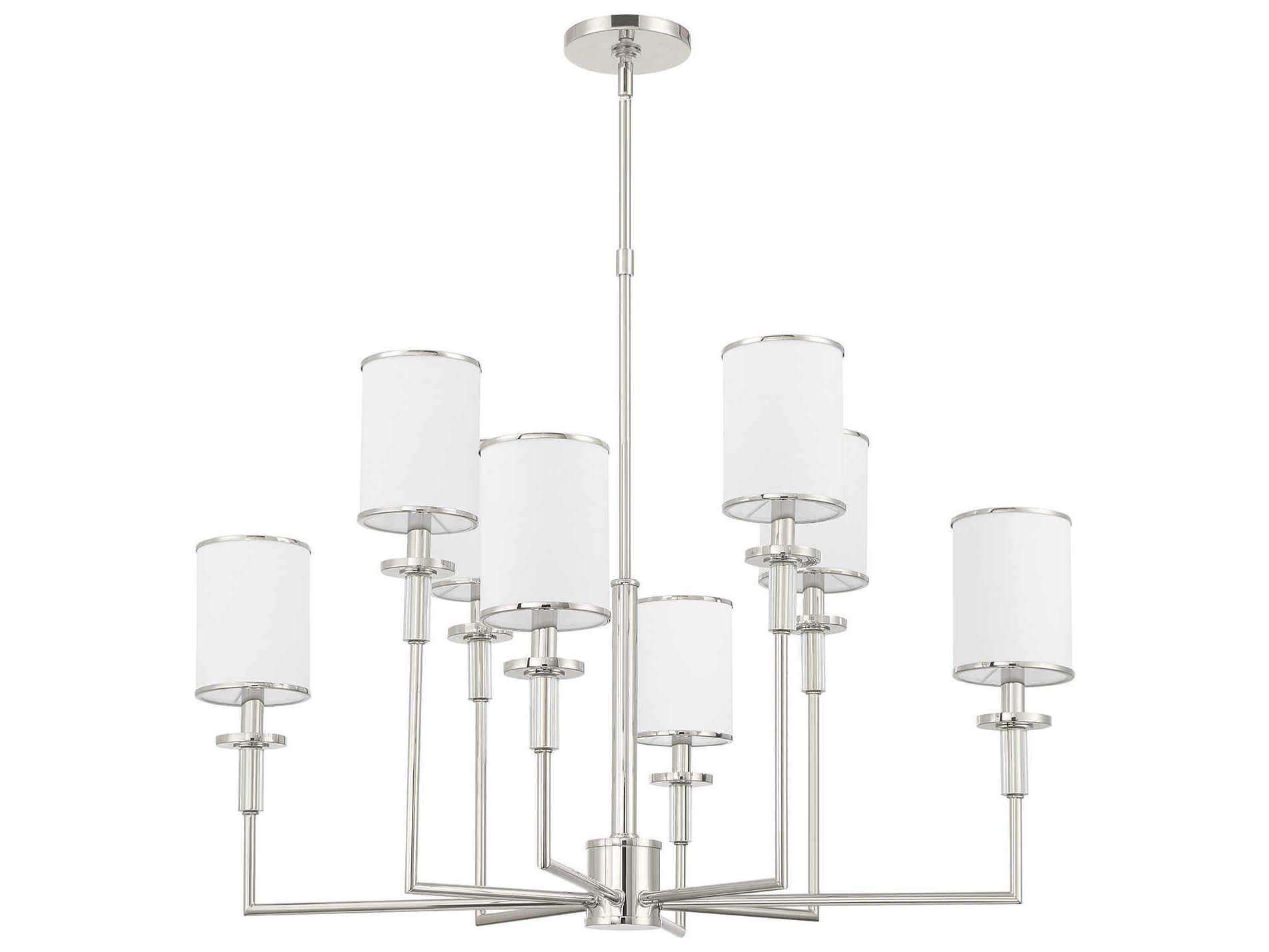 Crystorama Hatfield 8-Light Polished Nickel Silver Candelabra Chandelier