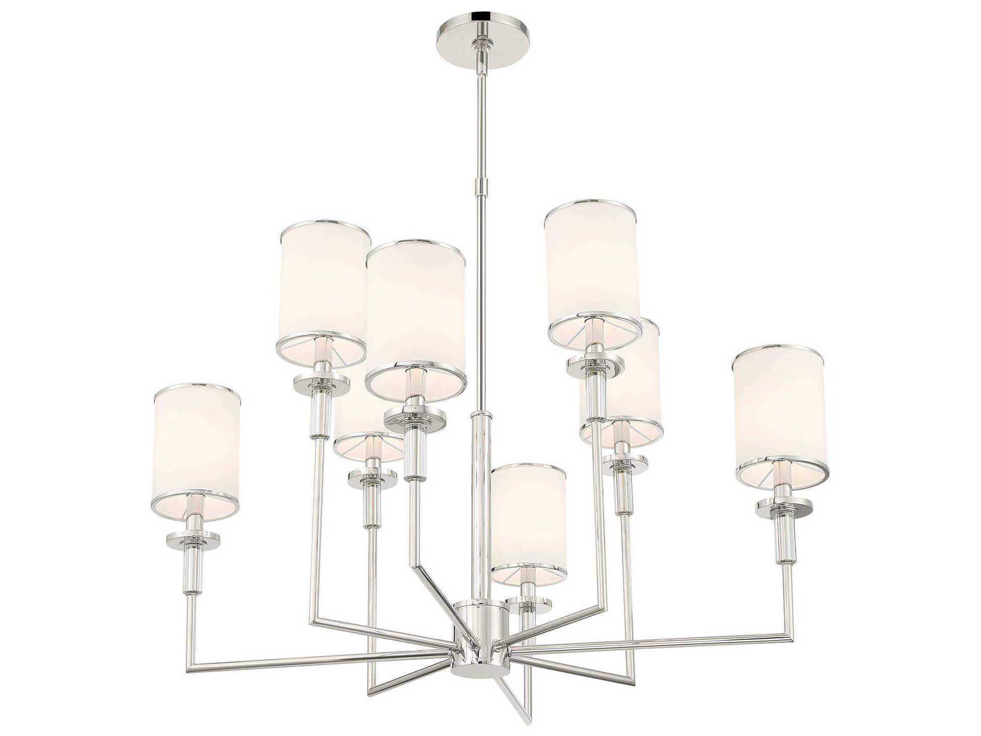 Crystorama Hatfield 8-Light Polished Nickel Silver Candelabra Chandelier