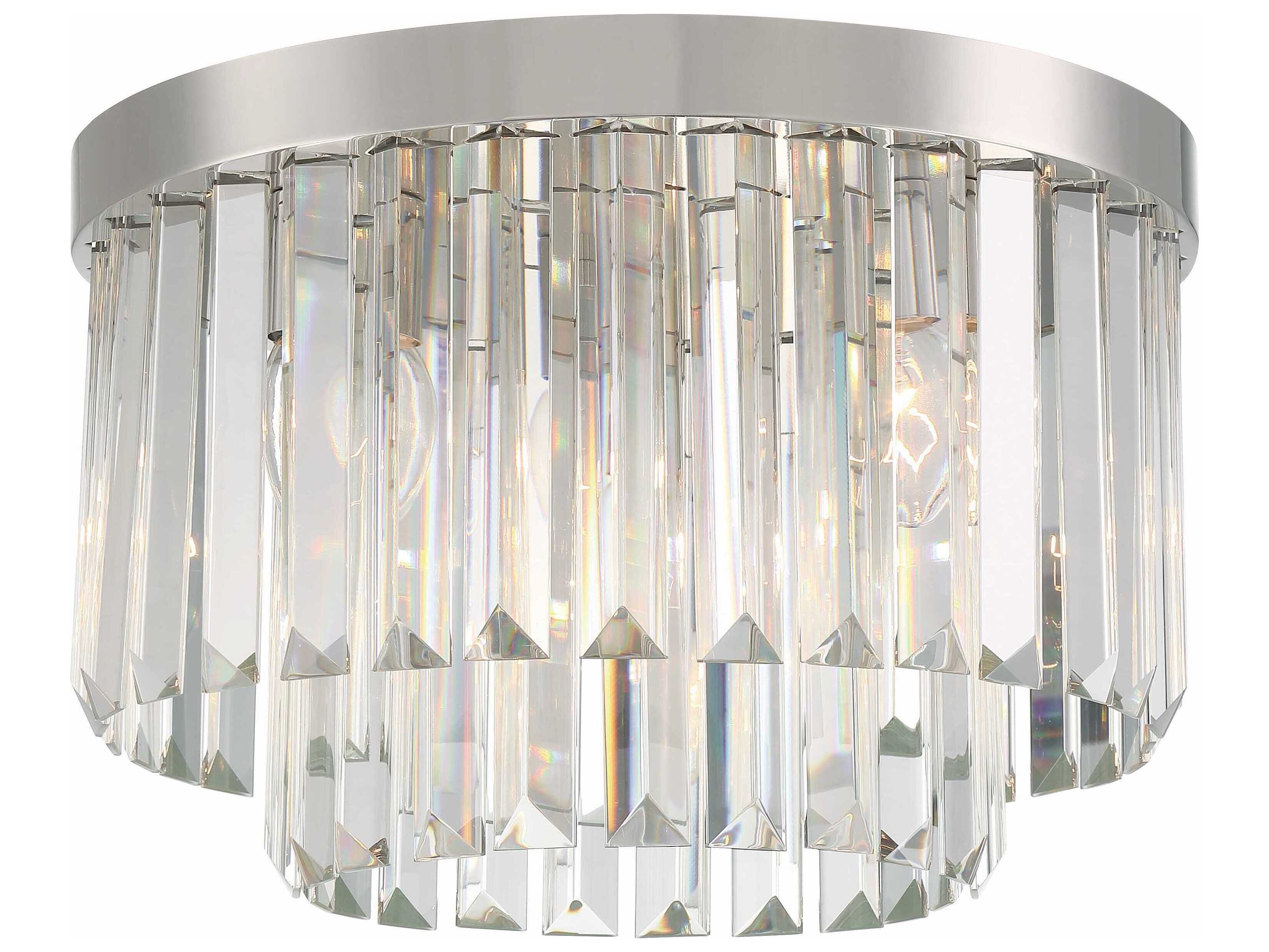 Crystorama Hayes 4-Light Polished Nickel Crystal Glass Drum Flush Mount