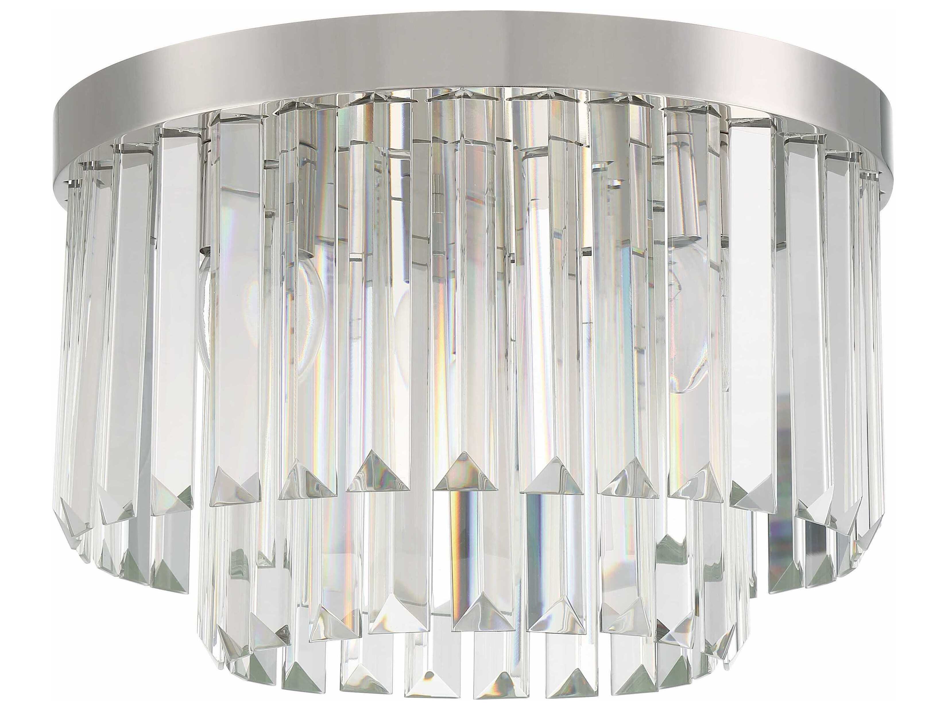 Crystorama Hayes 4-Light Polished Nickel Crystal Glass Drum Flush Mount