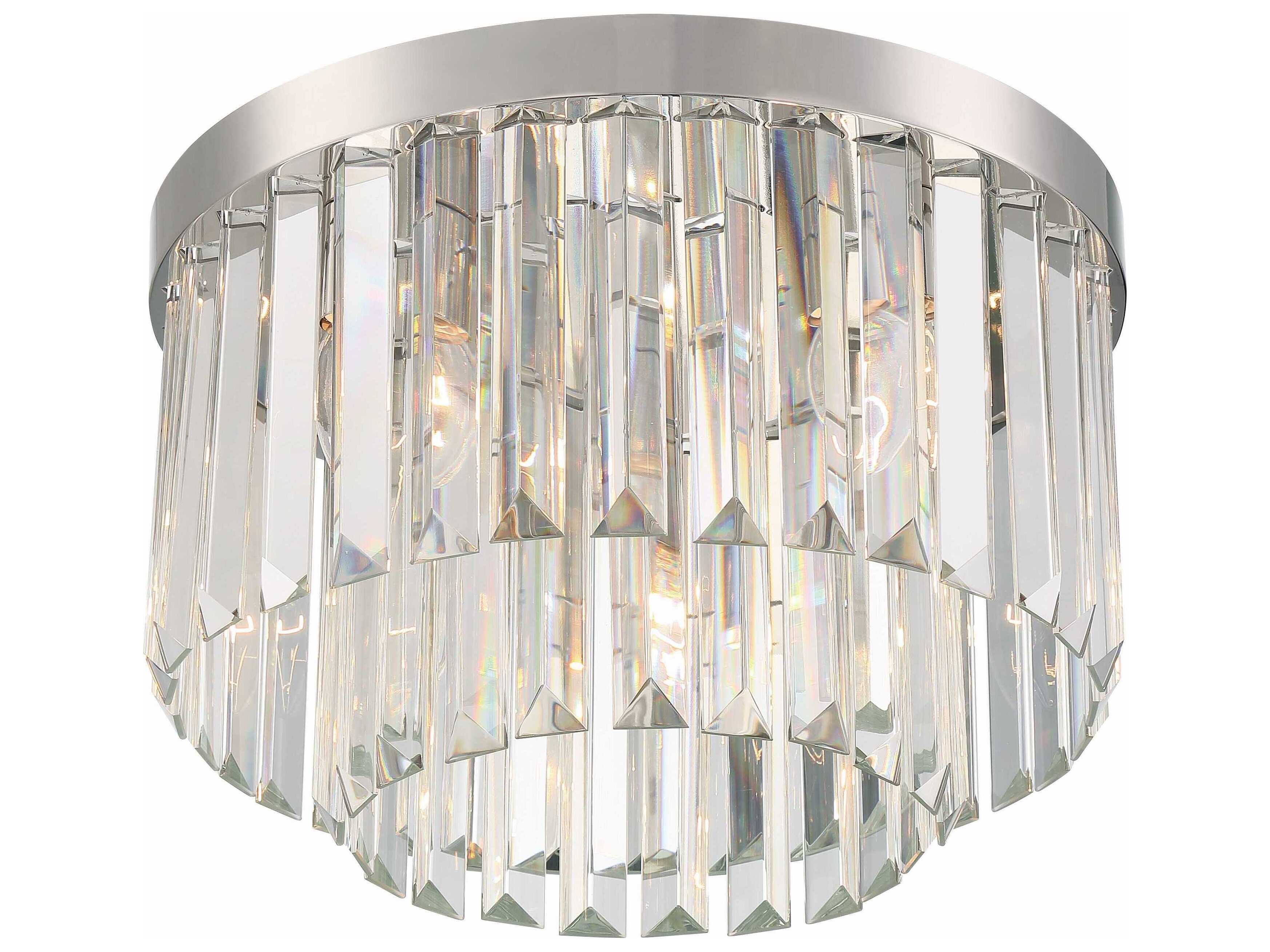 Crystorama Hayes 4-Light Polished Nickel Crystal Glass Drum Flush Mount