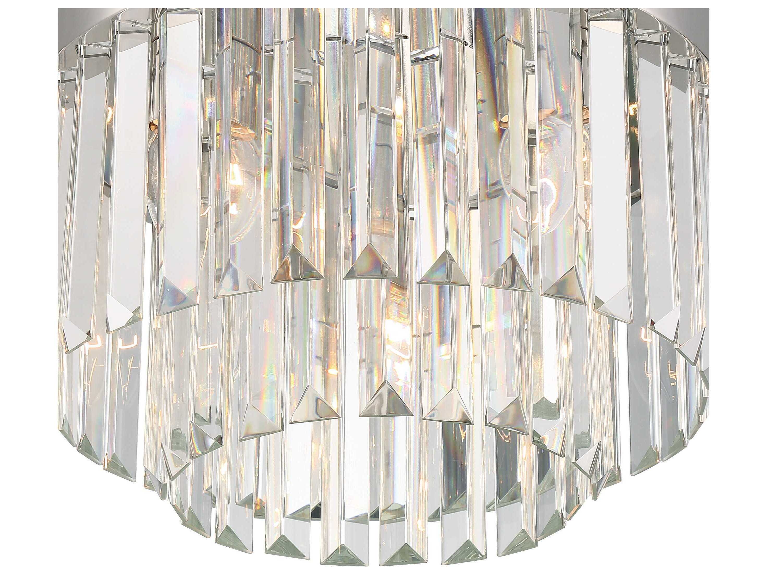 Crystorama Hayes 4-Light Polished Nickel Crystal Glass Drum Flush Mount