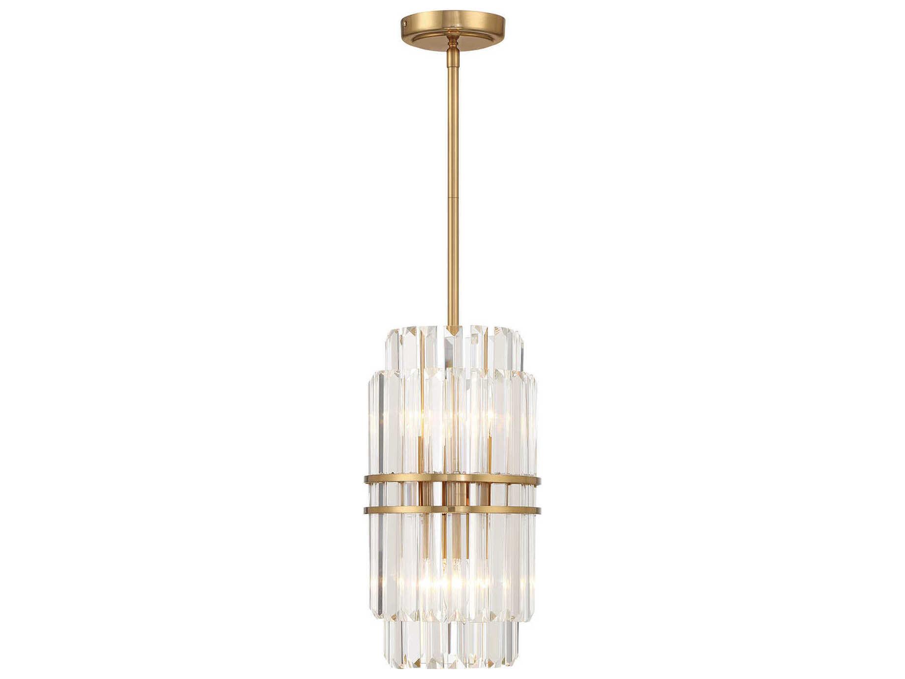 Crystorama Hayes 4-Light Aged Brass Cylinder Mini Pendant
