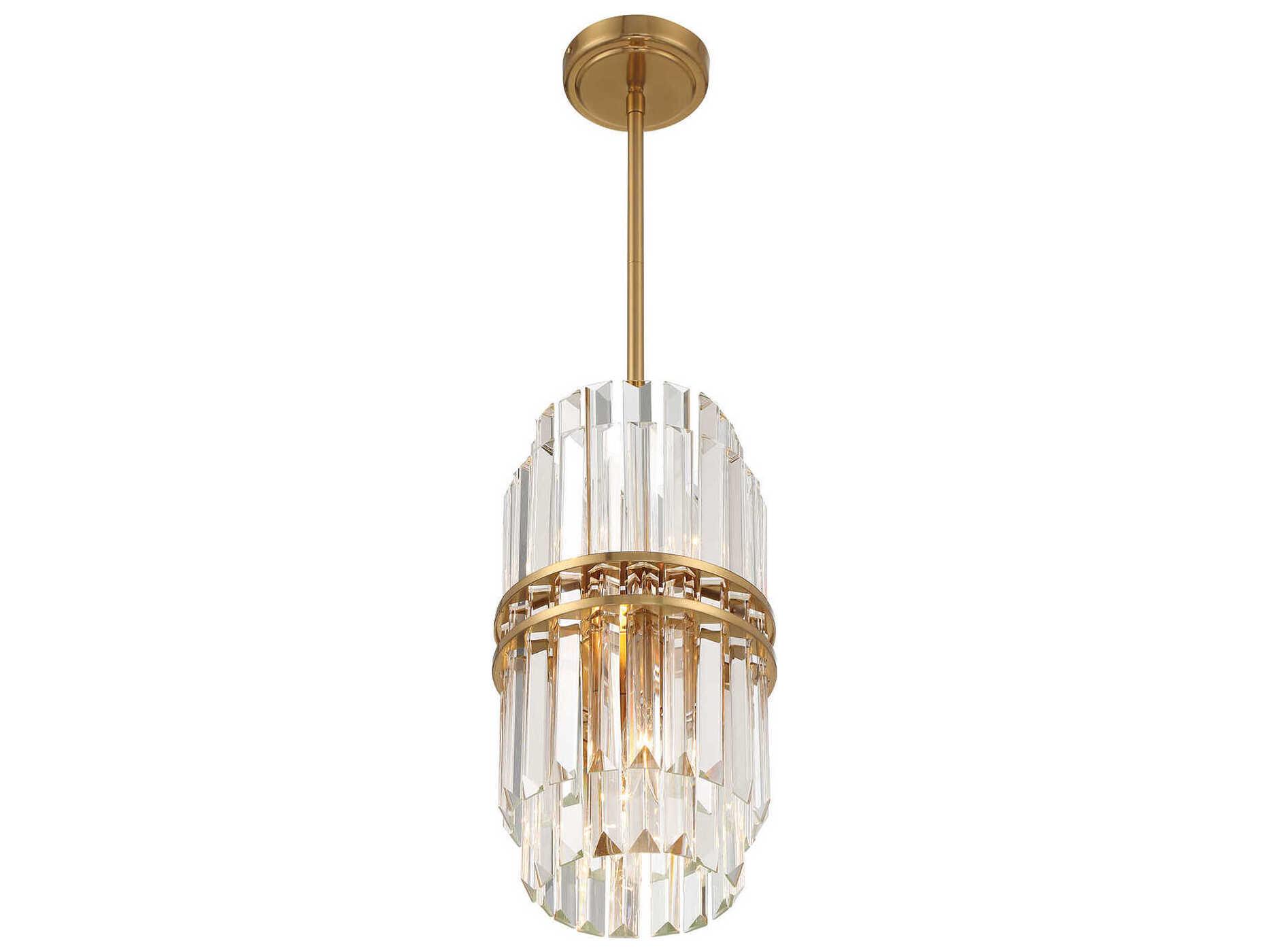 Crystorama Hayes 4-Light Aged Brass Cylinder Mini Pendant