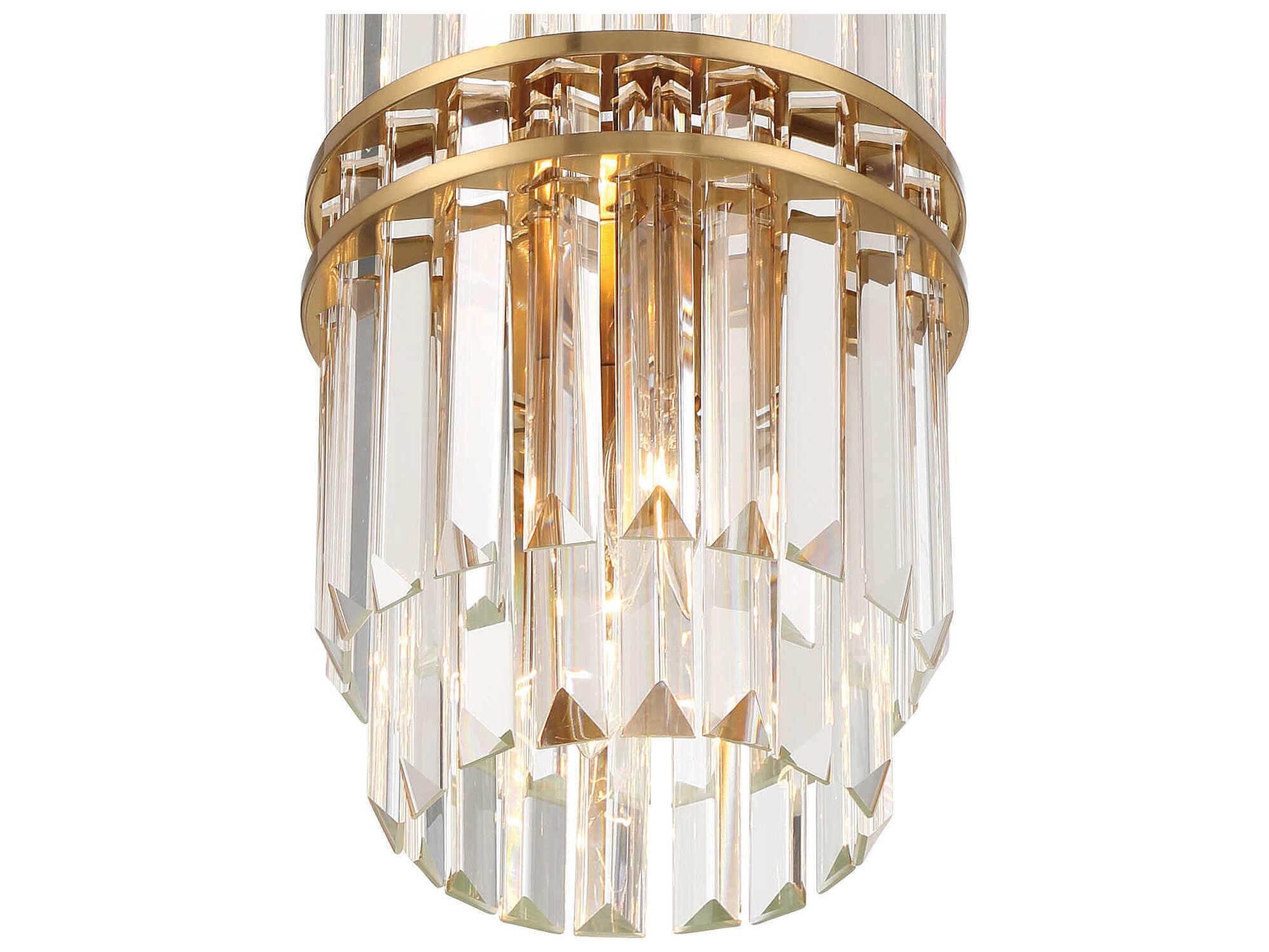 Crystorama Hayes 4-Light Aged Brass Cylinder Mini Pendant