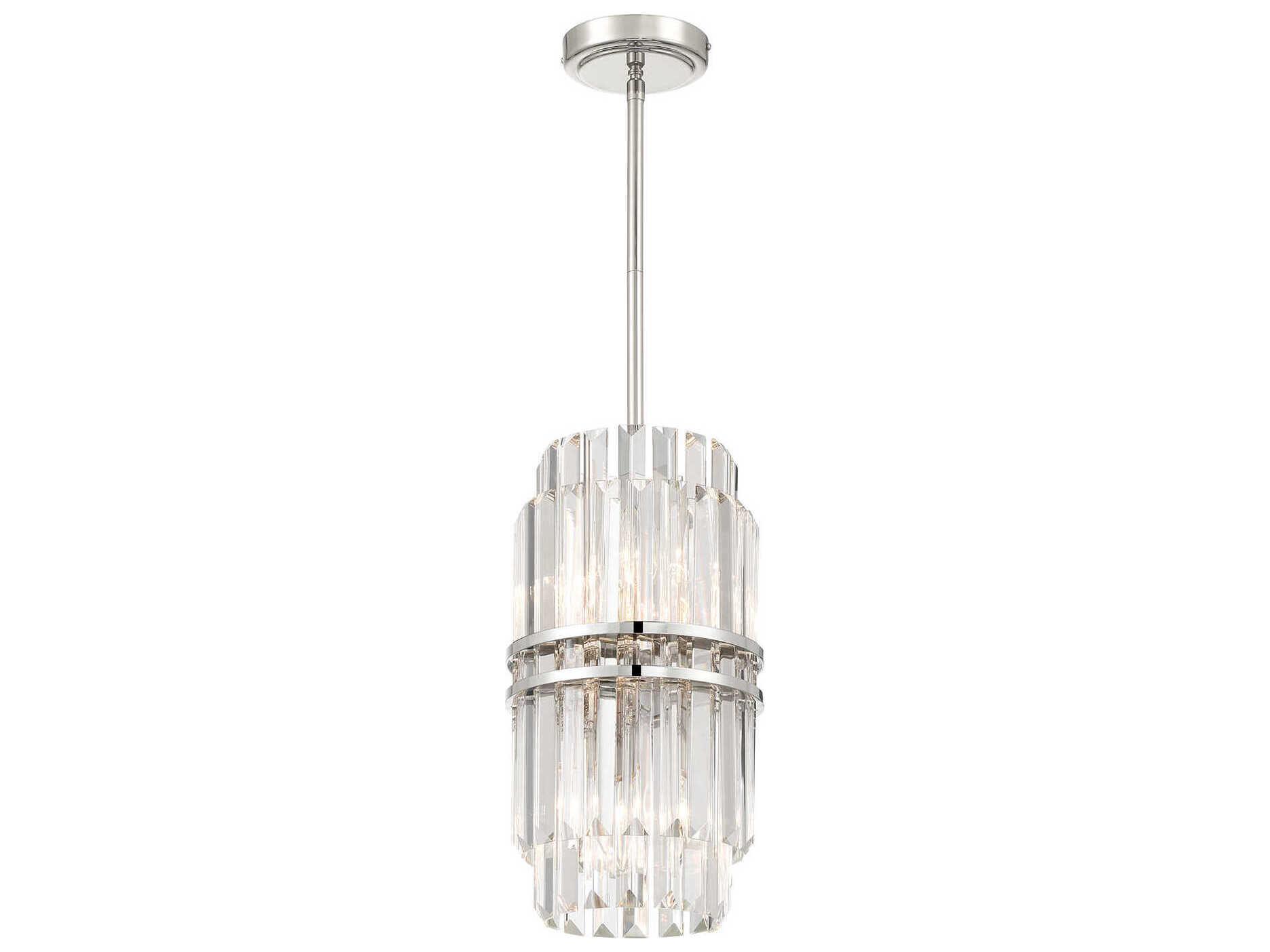 Crystorama Hayes 4-Light Polished Nickel Cylinder Mini Pendant