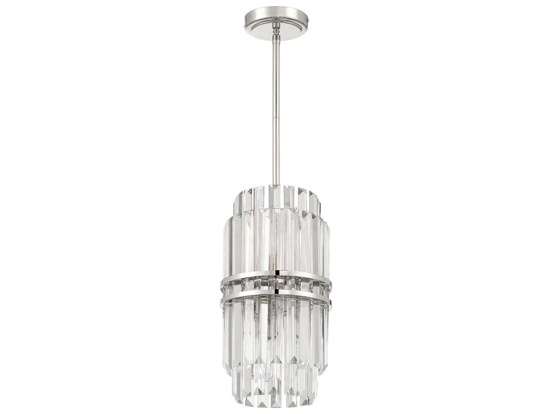 Crystorama Hayes 4-Light Polished Nickel Cylinder Mini Pendant
