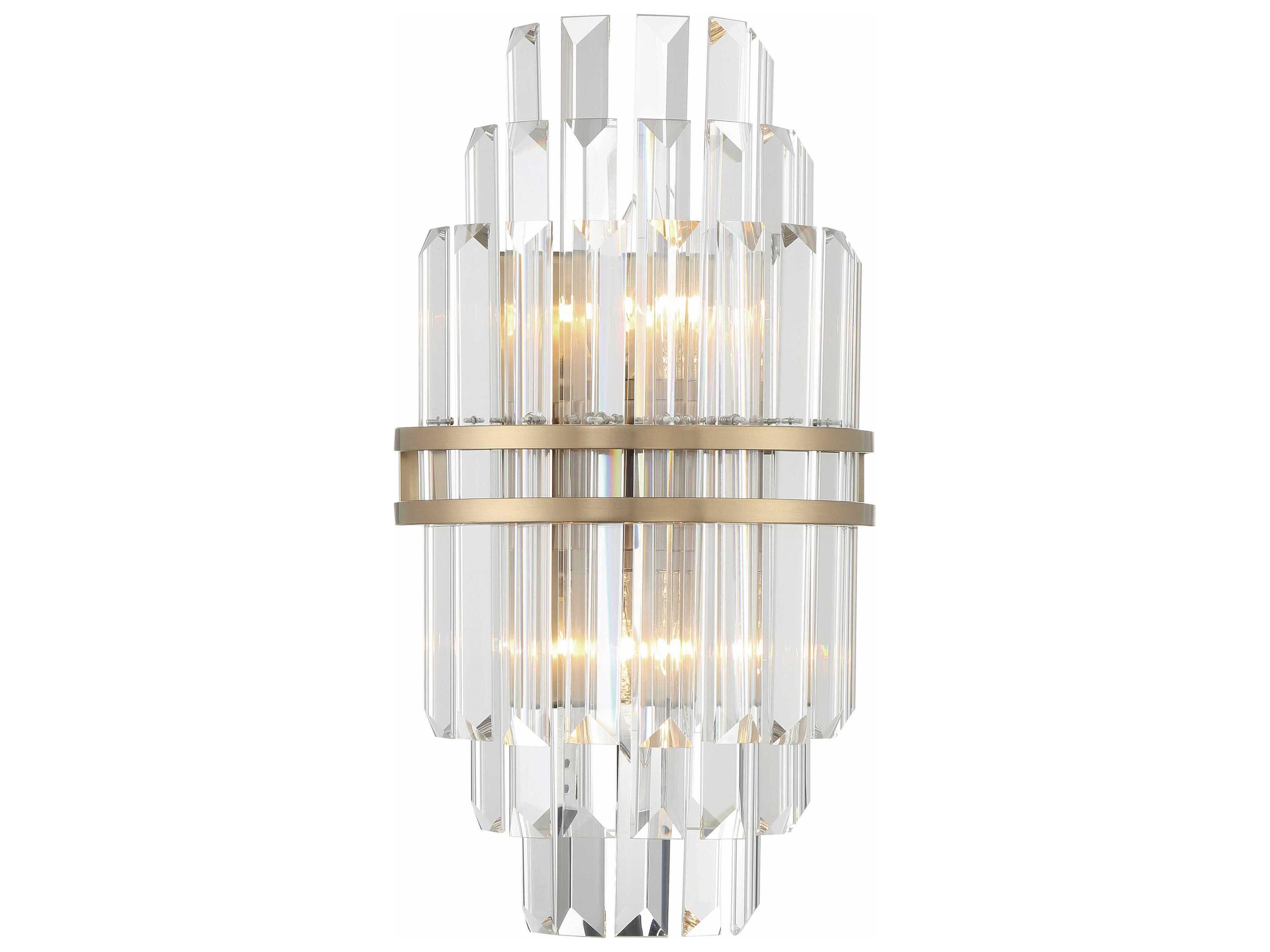 Crystorama Hayes 2-Light Aged Brass Crystal Wall Sconce