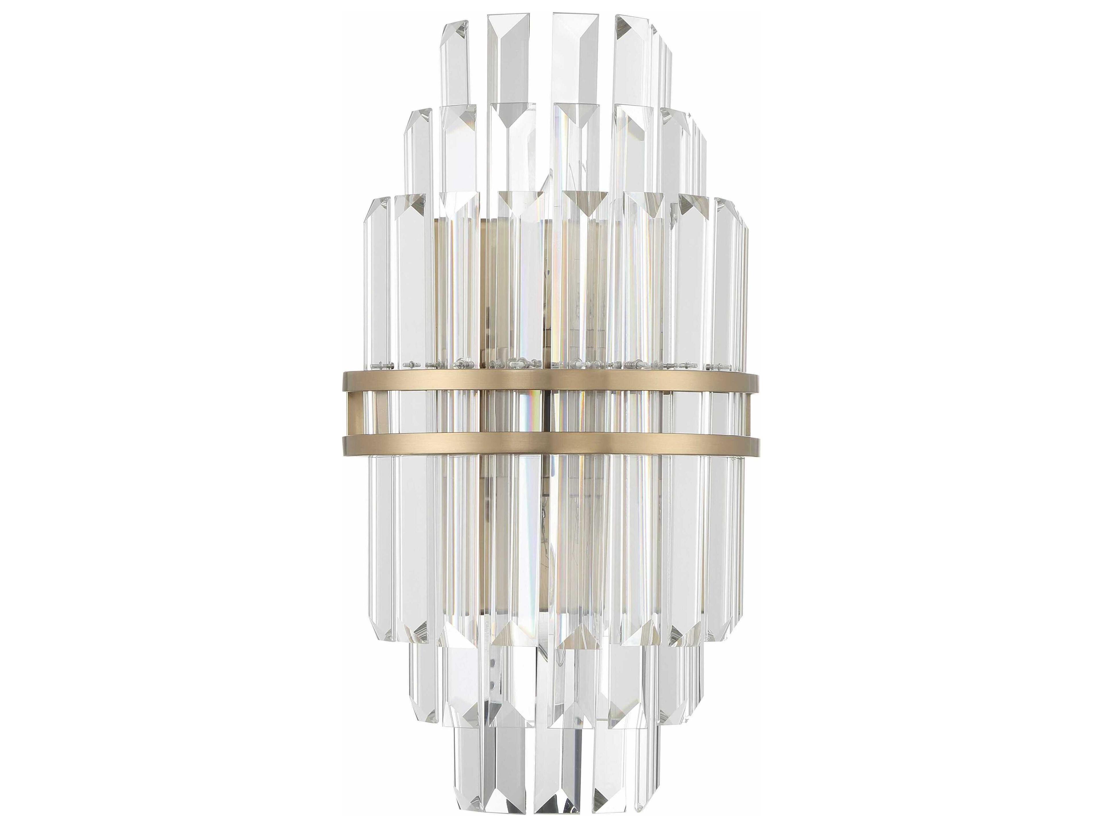 Crystorama Hayes 2-Light Aged Brass Crystal Wall Sconce