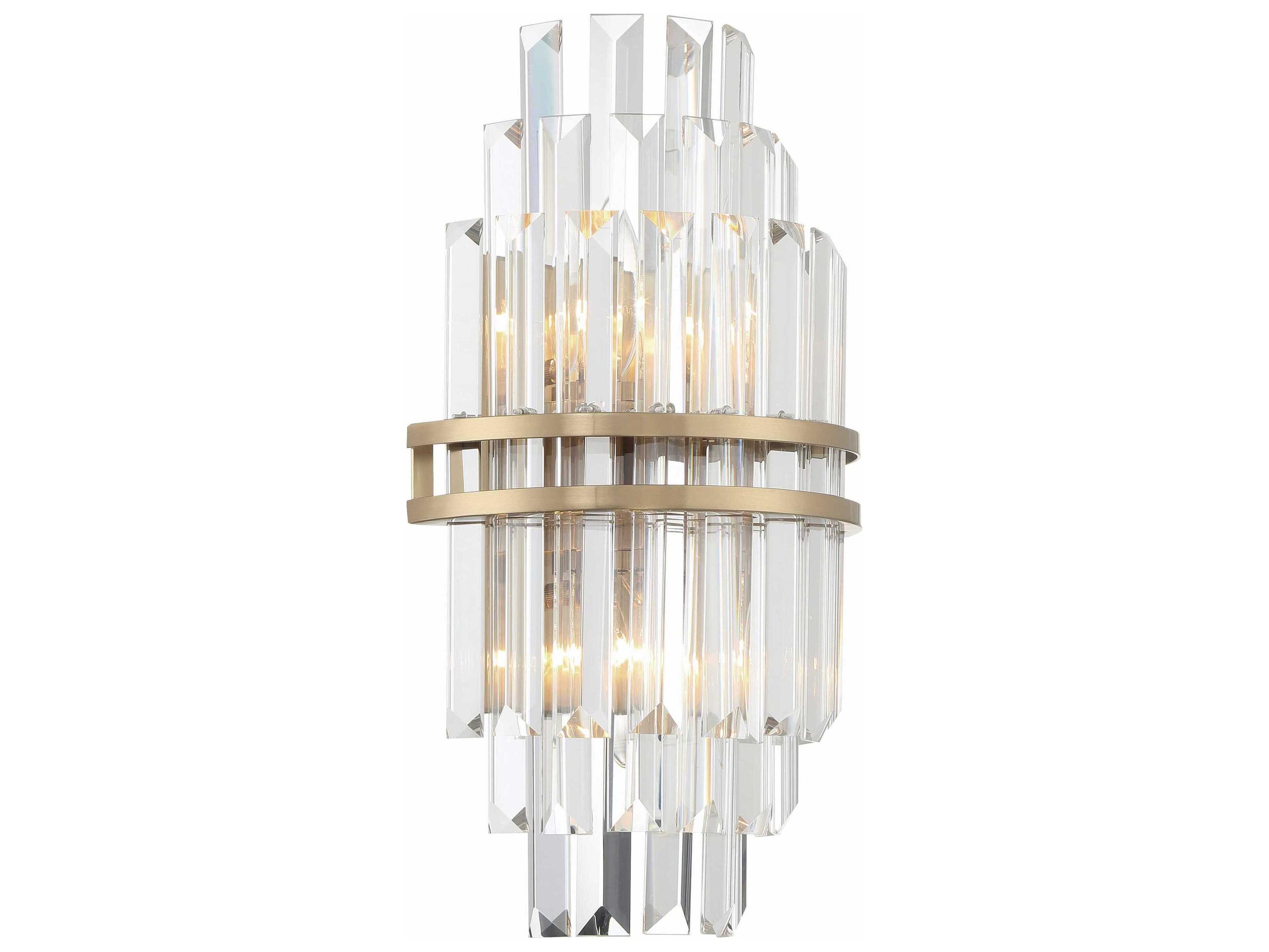 Crystorama Hayes 2-Light Aged Brass Crystal Wall Sconce
