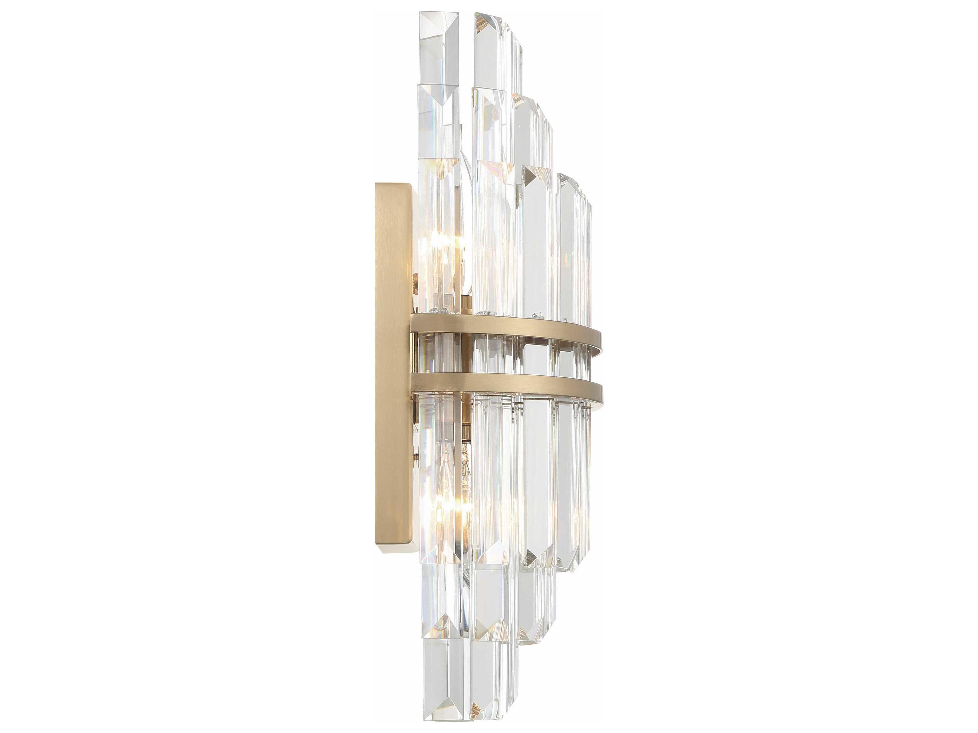Crystorama Hayes 2-Light Aged Brass Crystal Wall Sconce