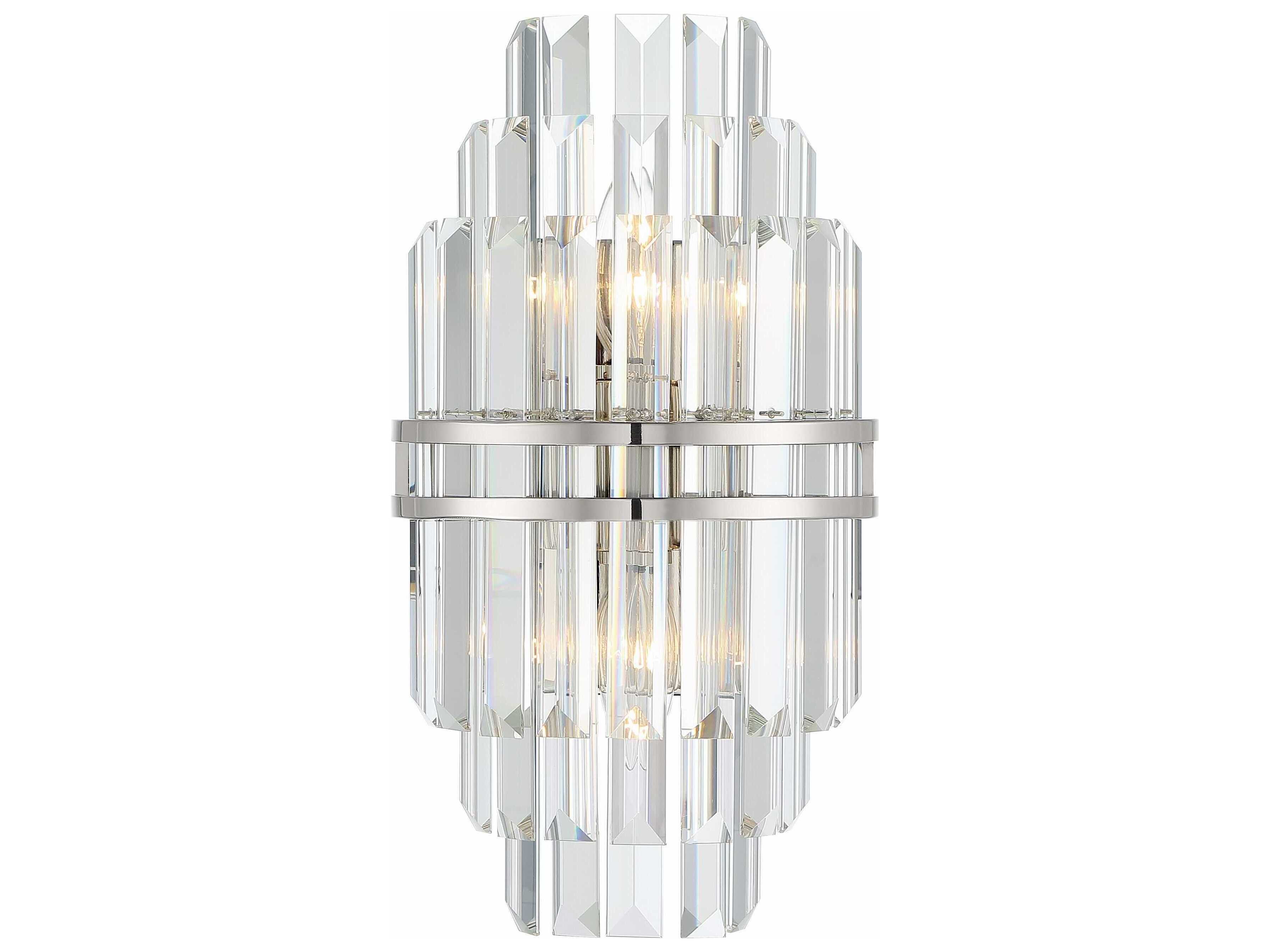 Crystorama Hayes 2-Light Polished Nickel Crystal Wall Sconce