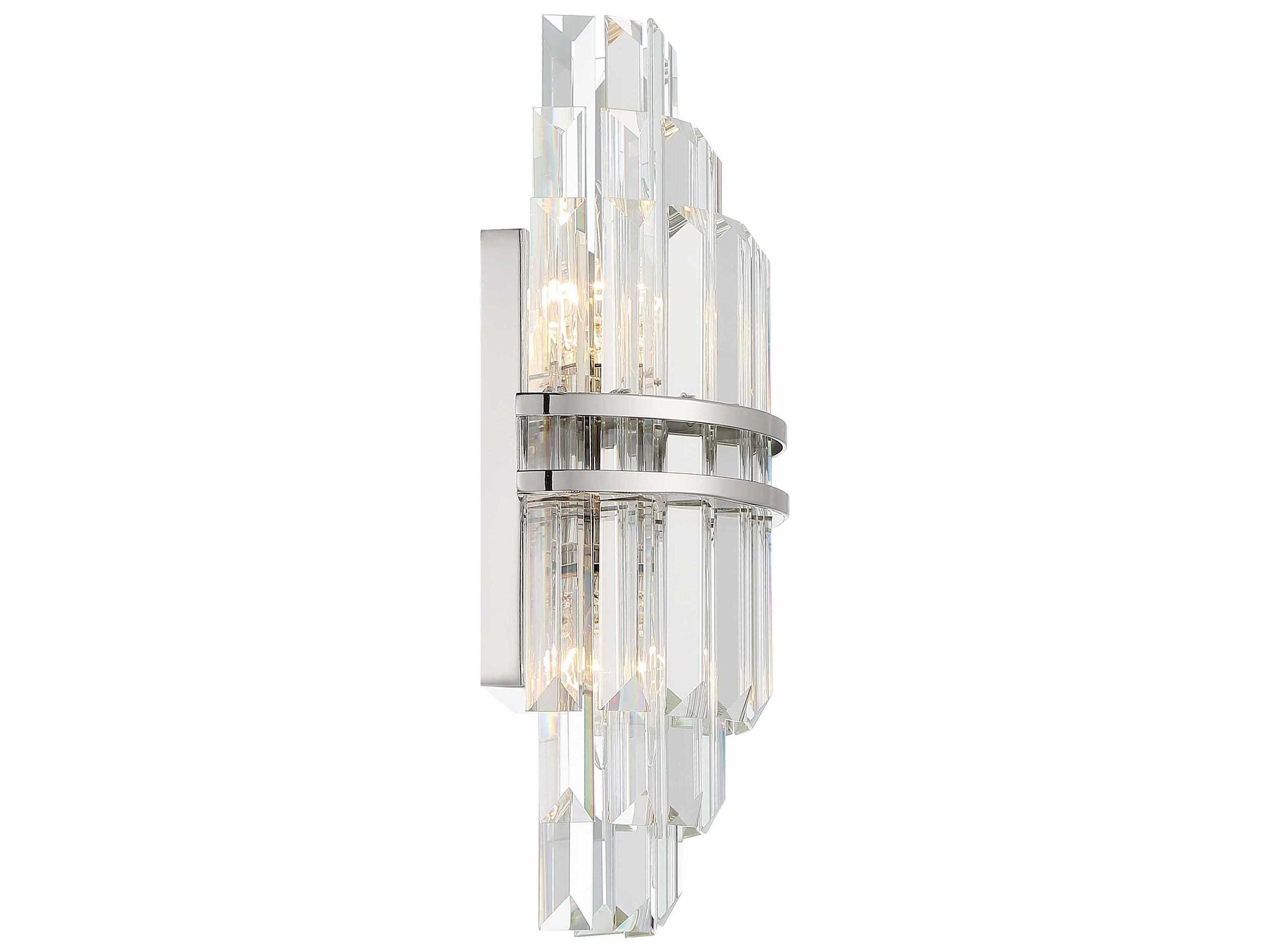 Crystorama Hayes 2-Light Polished Nickel Crystal Wall Sconce