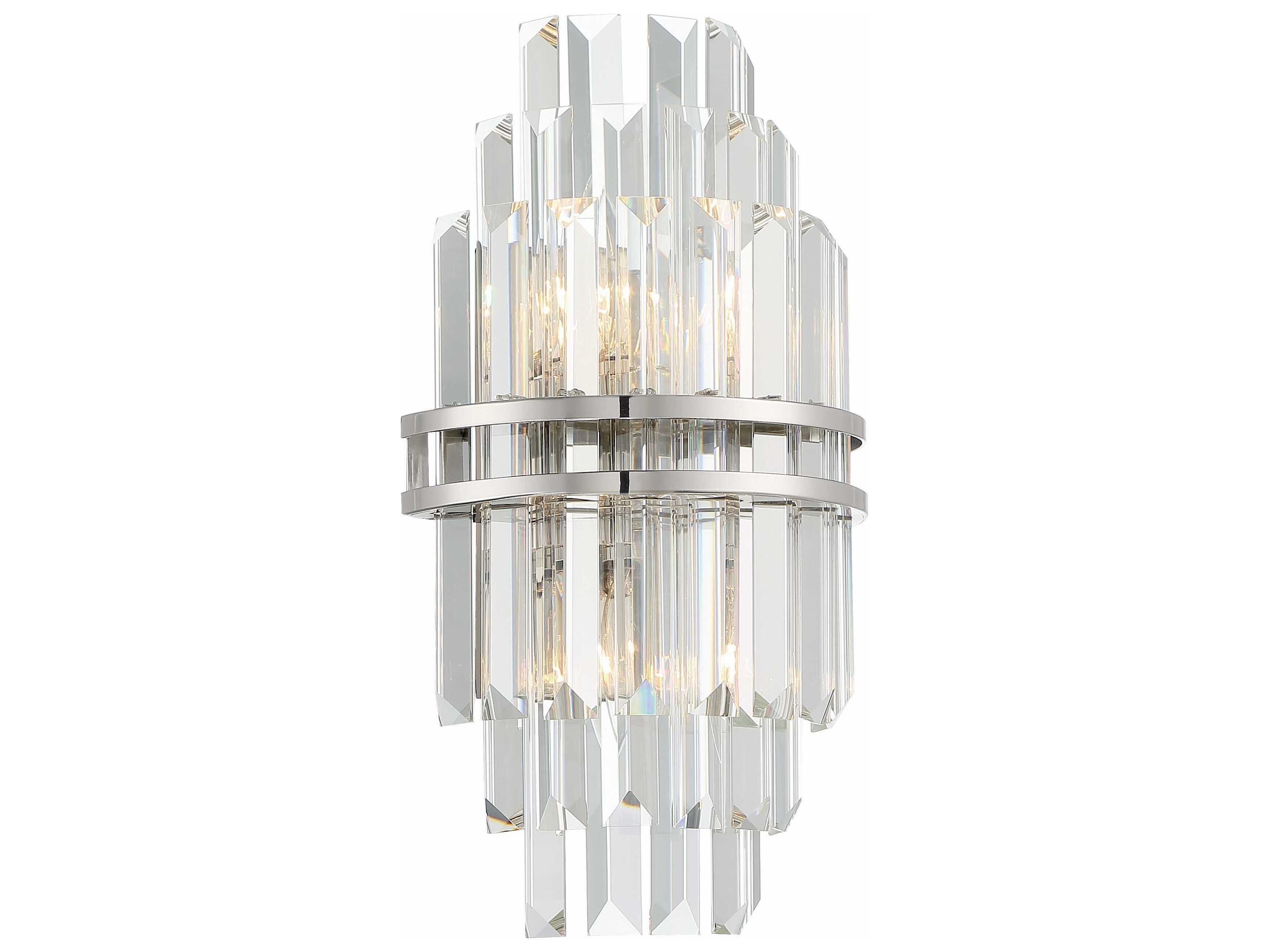 Crystorama Hayes 2-Light Polished Nickel Crystal Wall Sconce