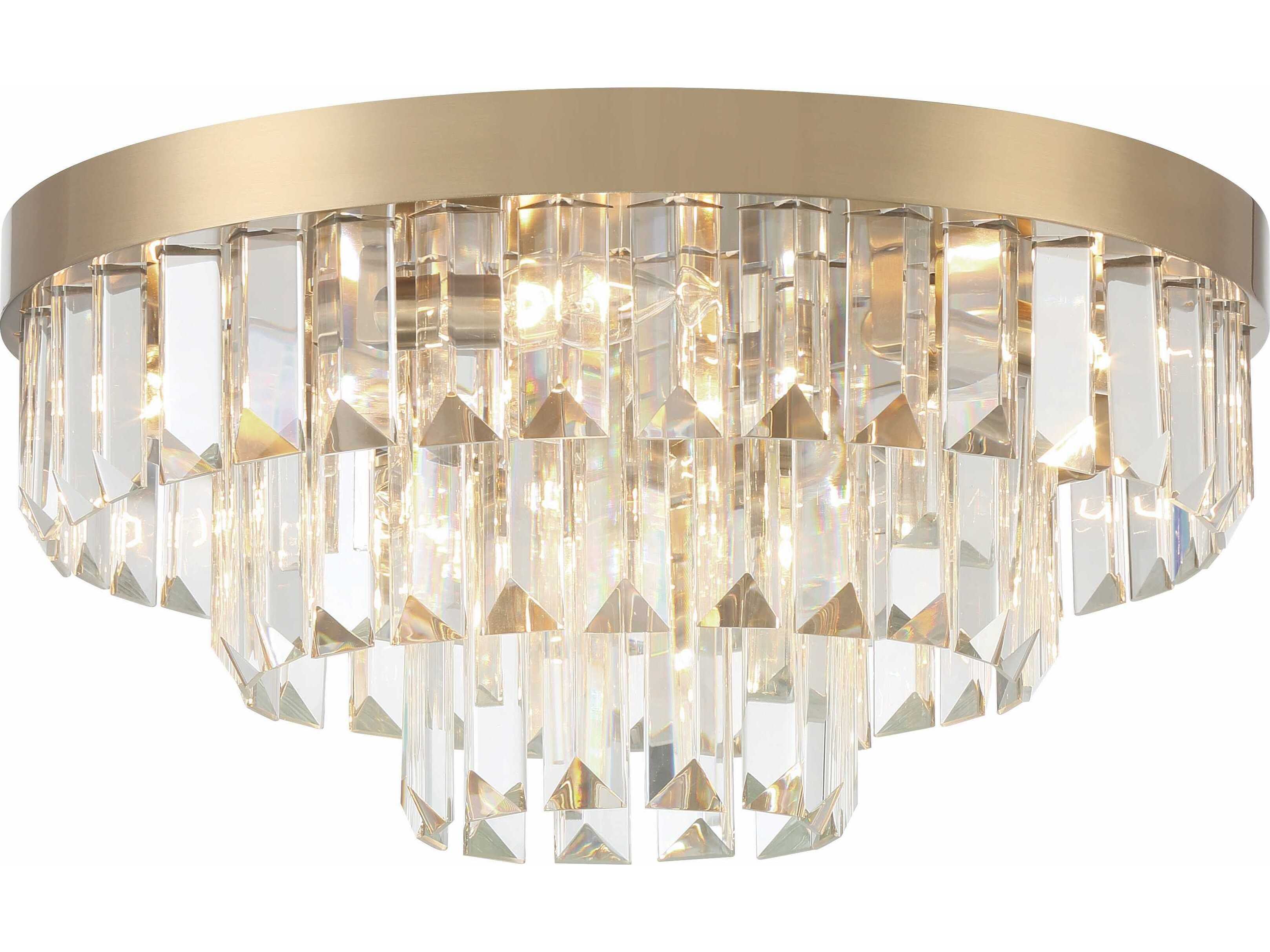 Crystorama Hayes 8-Light Aged Brass Crystal Flush Mount