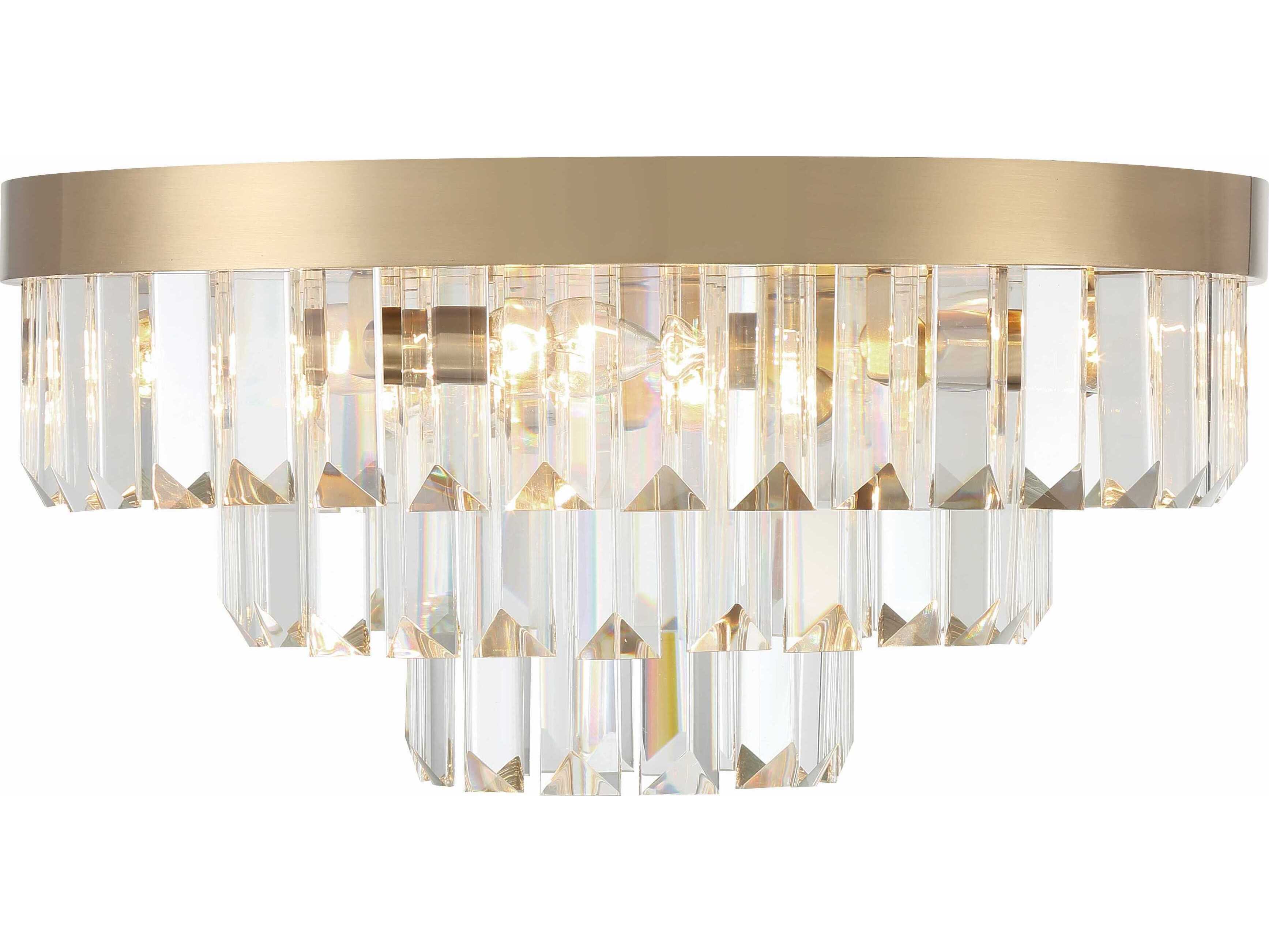 Crystorama Hayes 8-Light Aged Brass Crystal Flush Mount