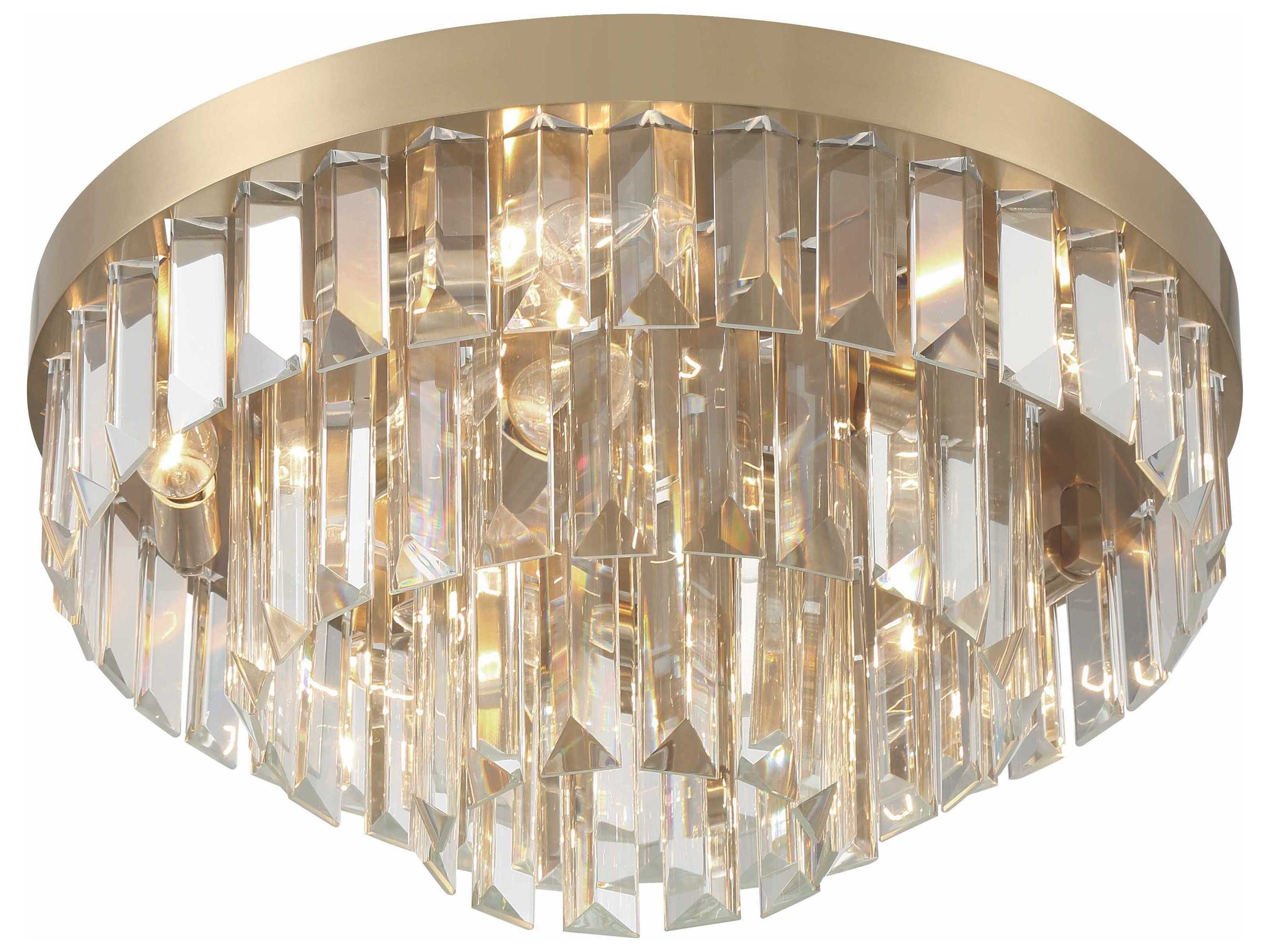 Crystorama Hayes 8-Light Aged Brass Crystal Flush Mount