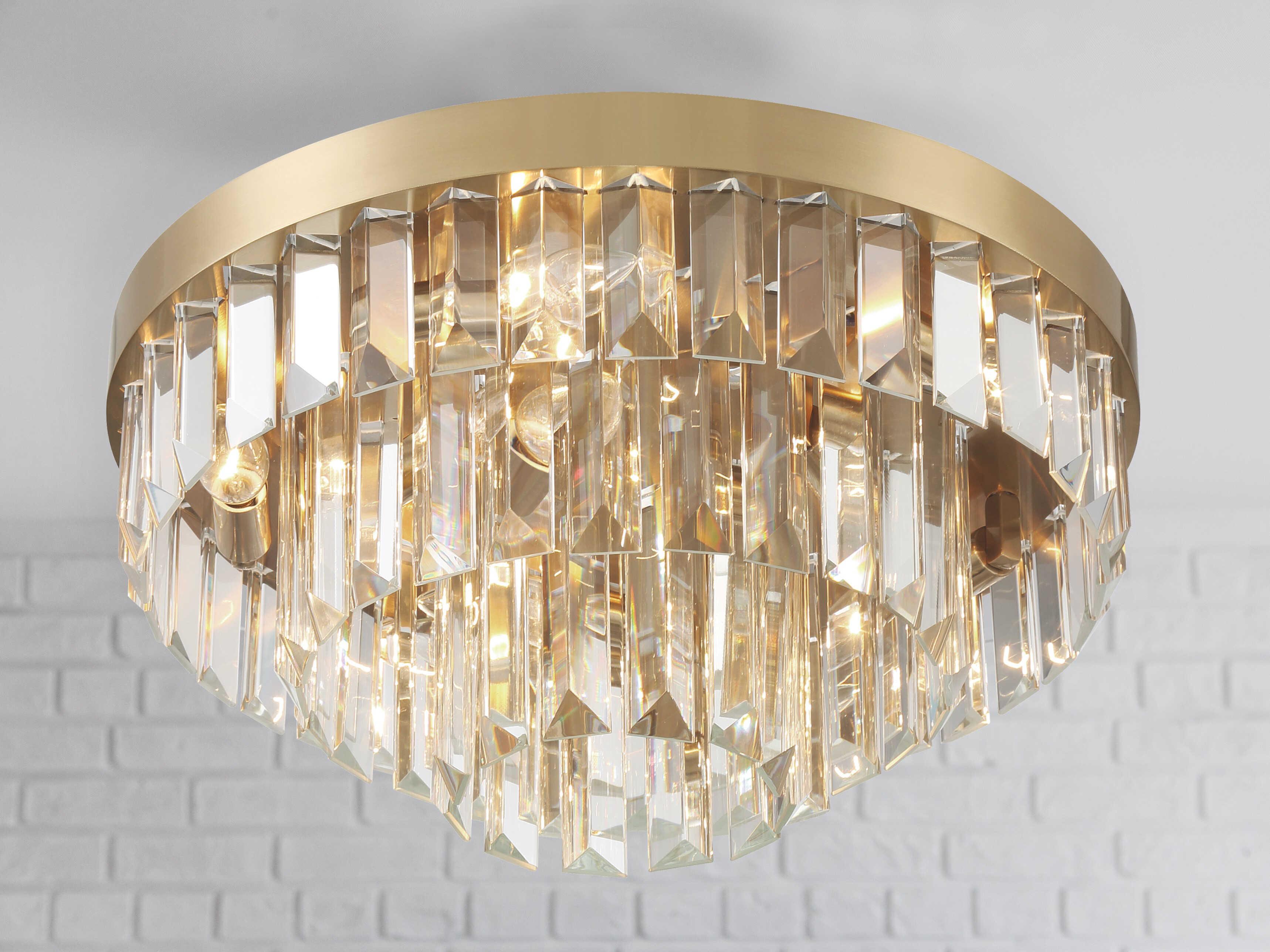 Crystorama Hayes 8-Light Aged Brass Crystal Flush Mount