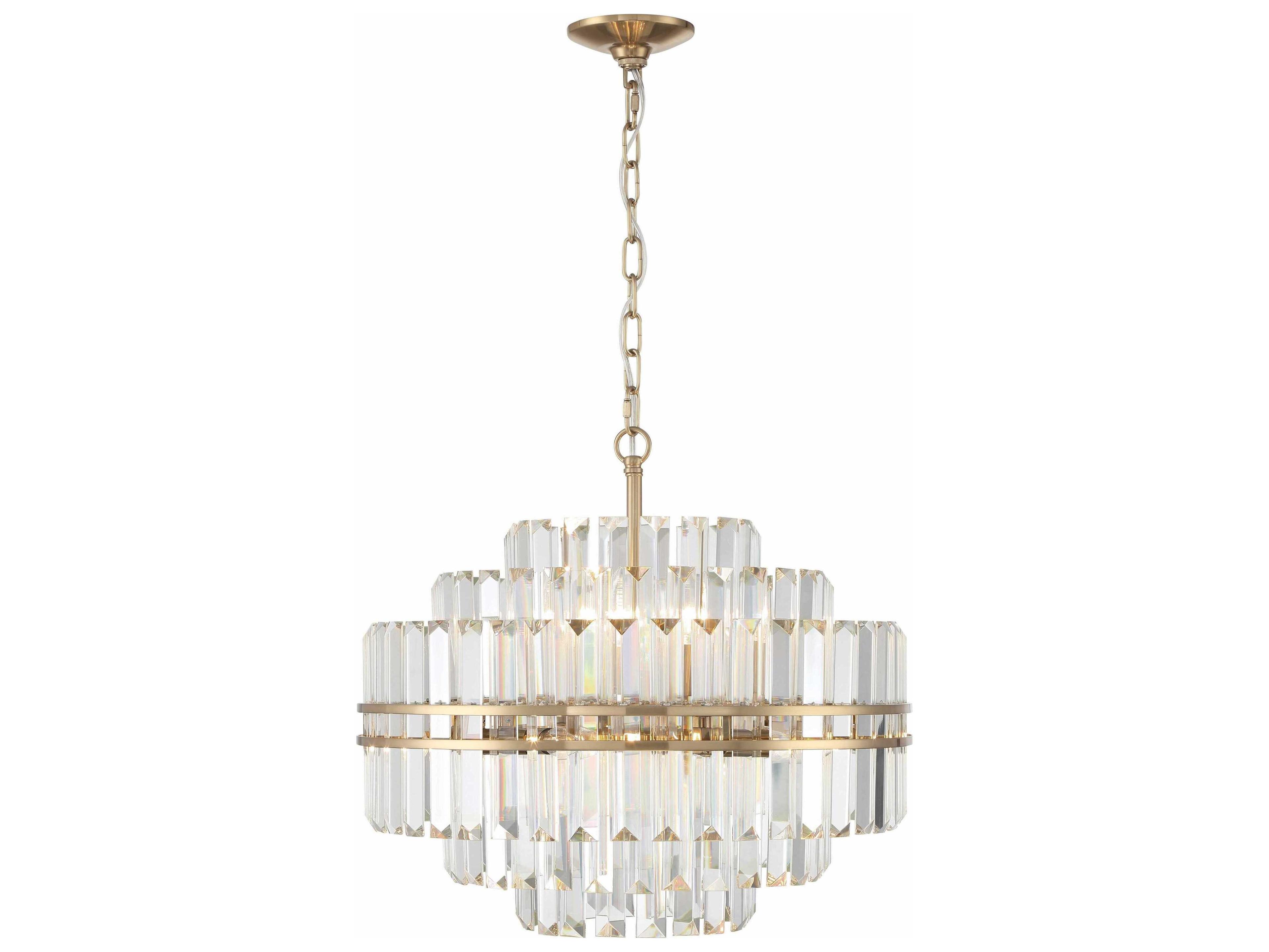 Crystorama Hayes 12-Light Aged Brass Crystal Candelabra Chandelier