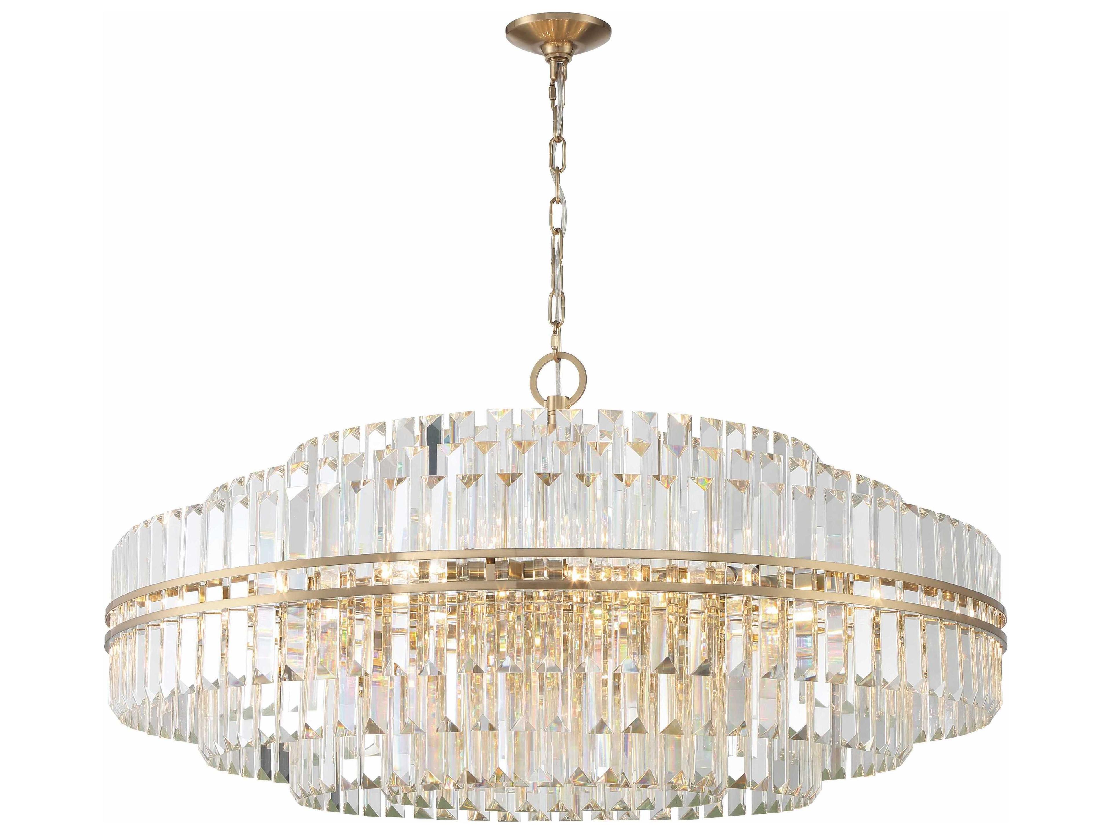 Crystorama Hayes 32-Light Aged Brass Crystal Candelabra Chandelier