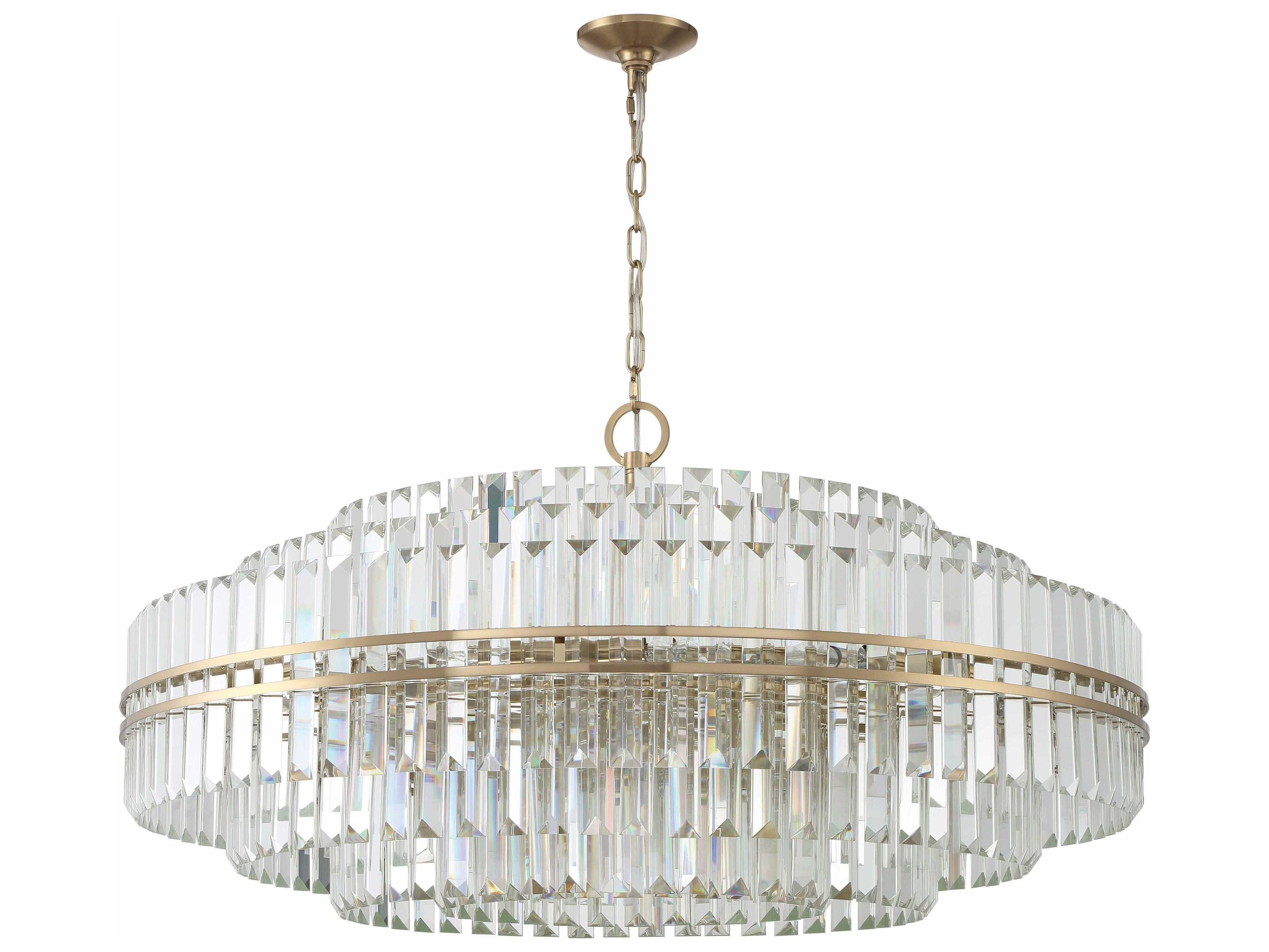 Crystorama Hayes 32-Light Aged Brass Crystal Candelabra Chandelier