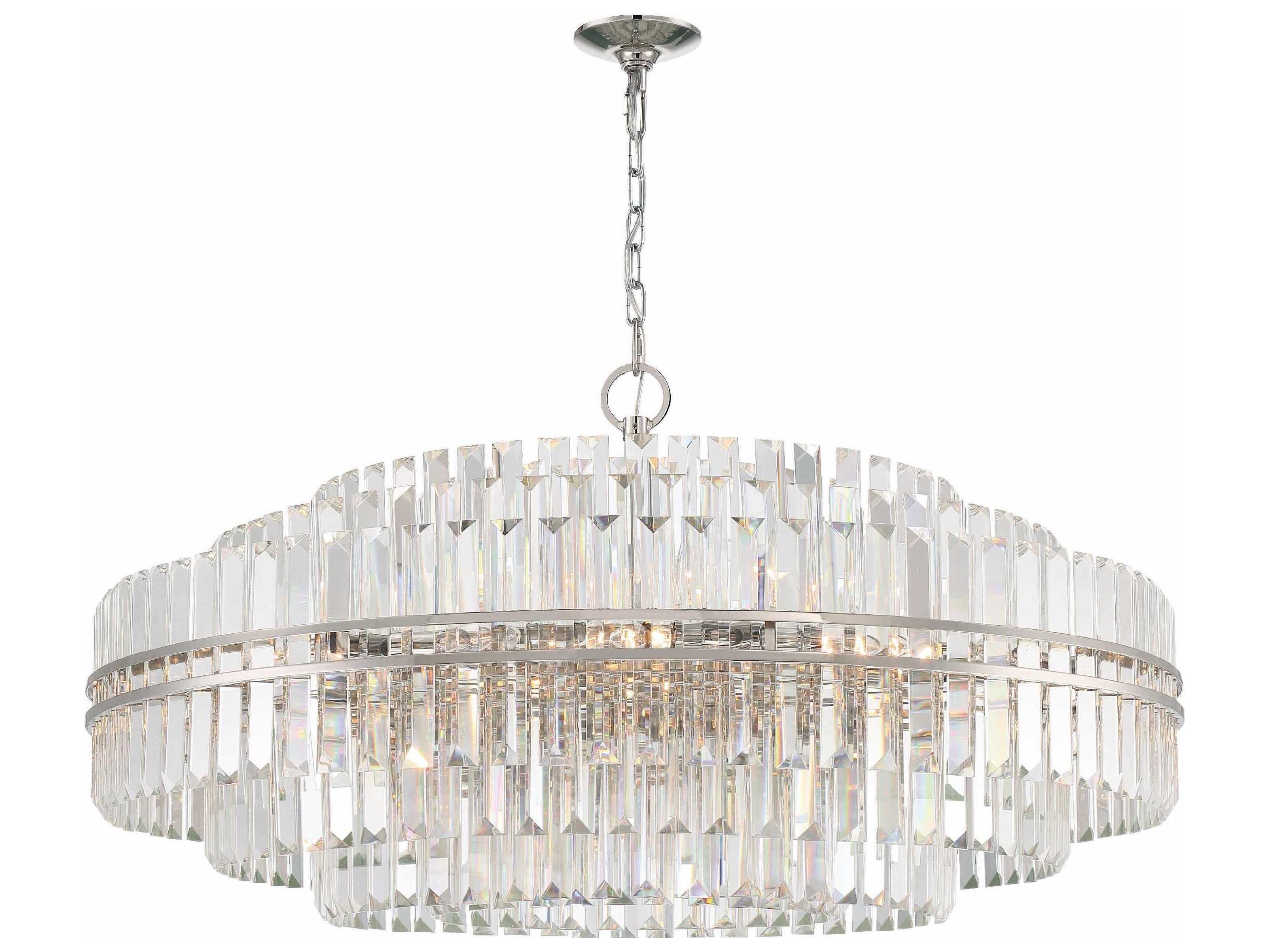Crystorama Hayes 32-Light Polished Nickel Crystal Glass Candelabra Chandelier