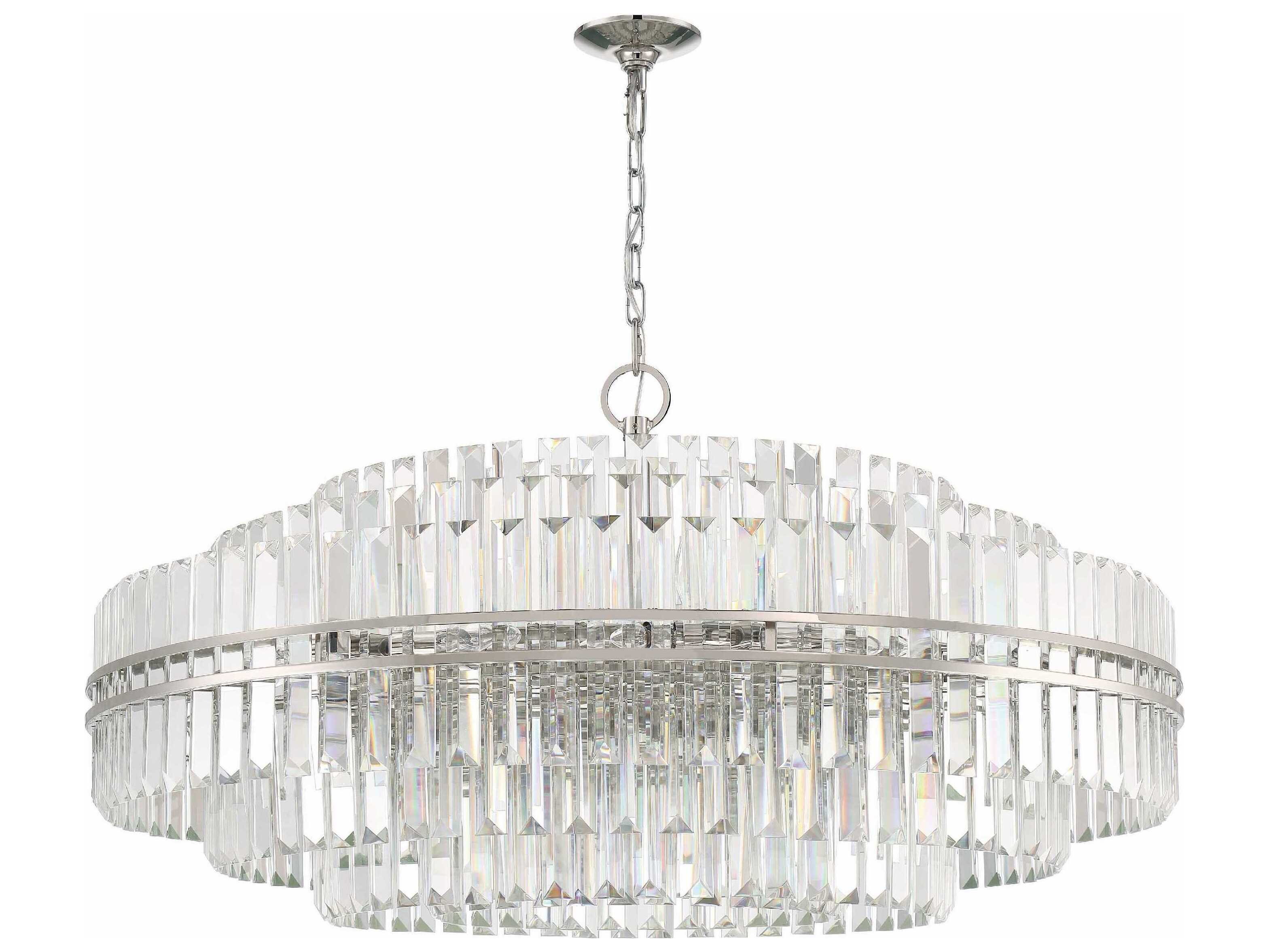 Crystorama Hayes 32-Light Polished Nickel Crystal Glass Candelabra Chandelier