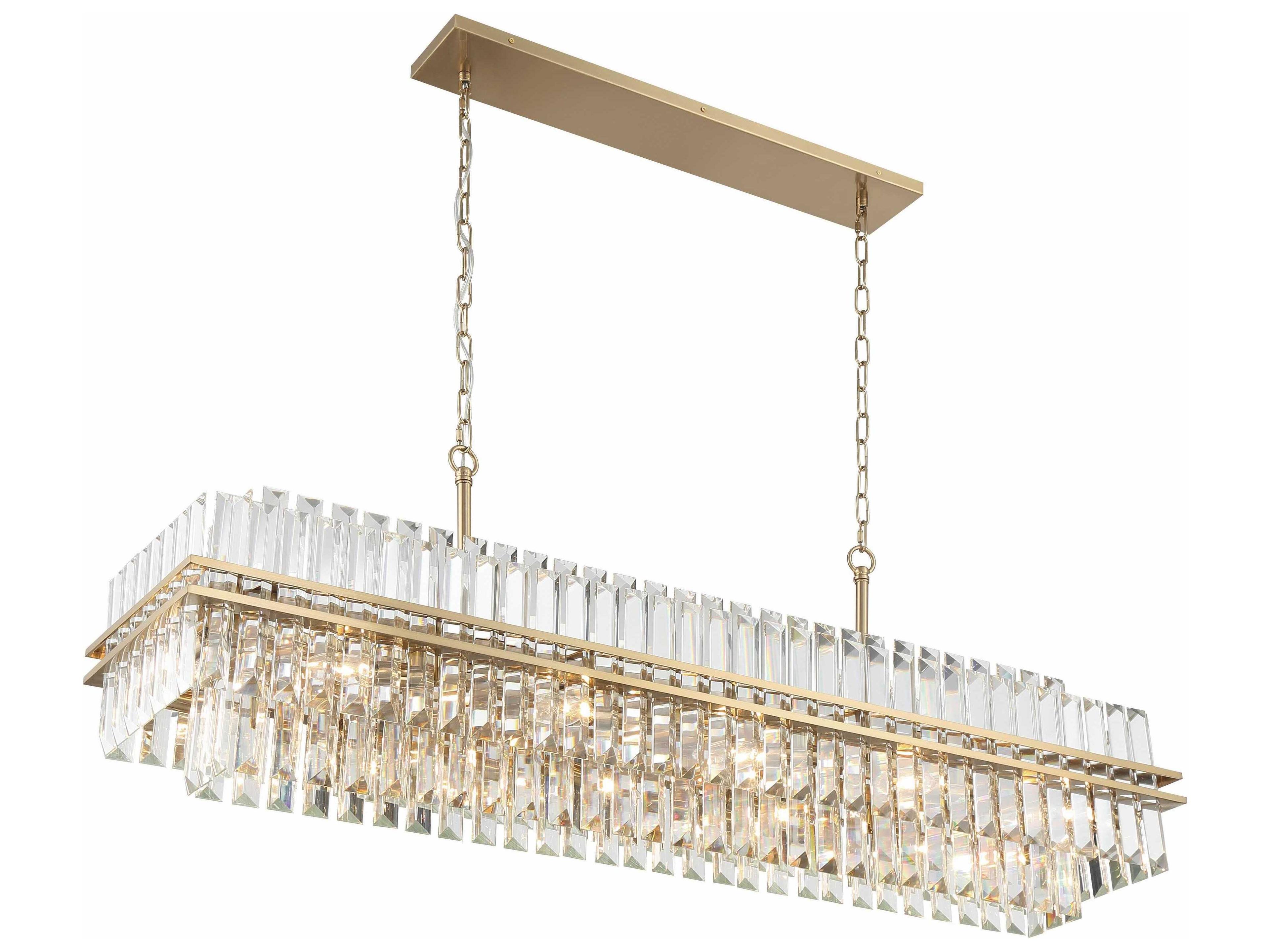Crystorama Hayes 16-Light6-Light Aged Brass Crystal Linear Island Pendant