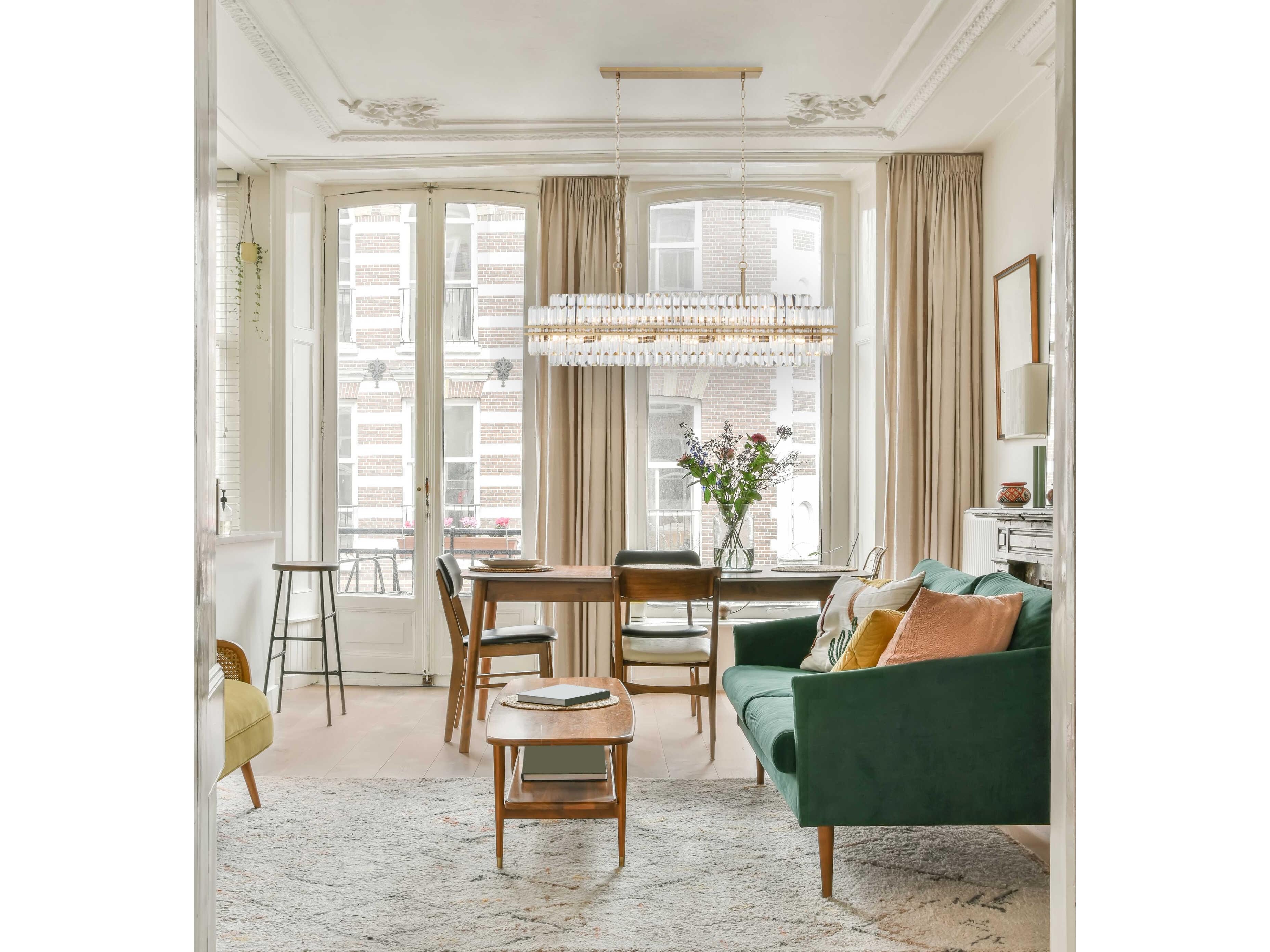 Crystorama Hayes 16-Light6-Light Aged Brass Crystal Linear Island Pendant