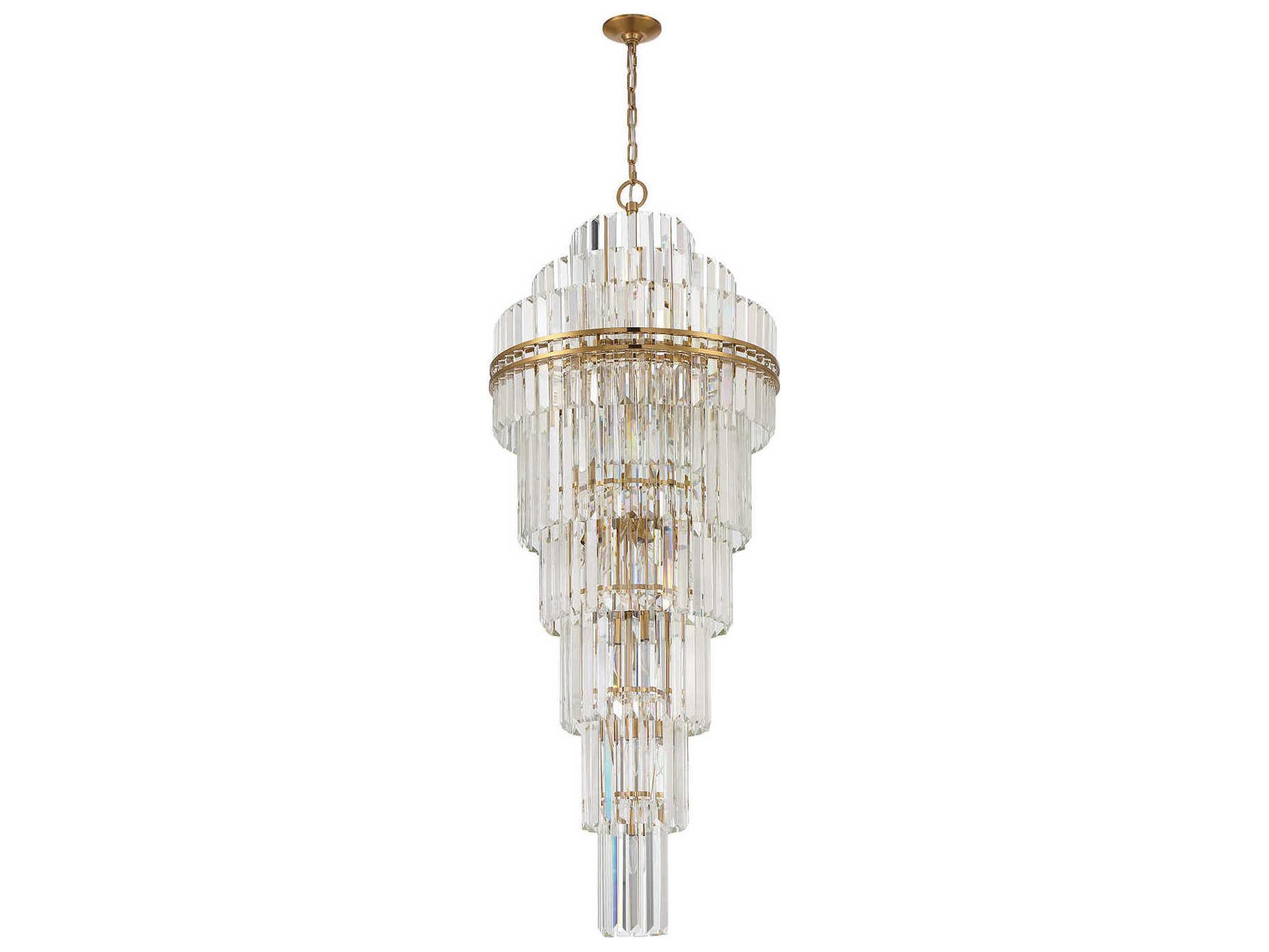 Crystorama Hayes 31-Light Aged Brass Candelabra Tiered Chandelier