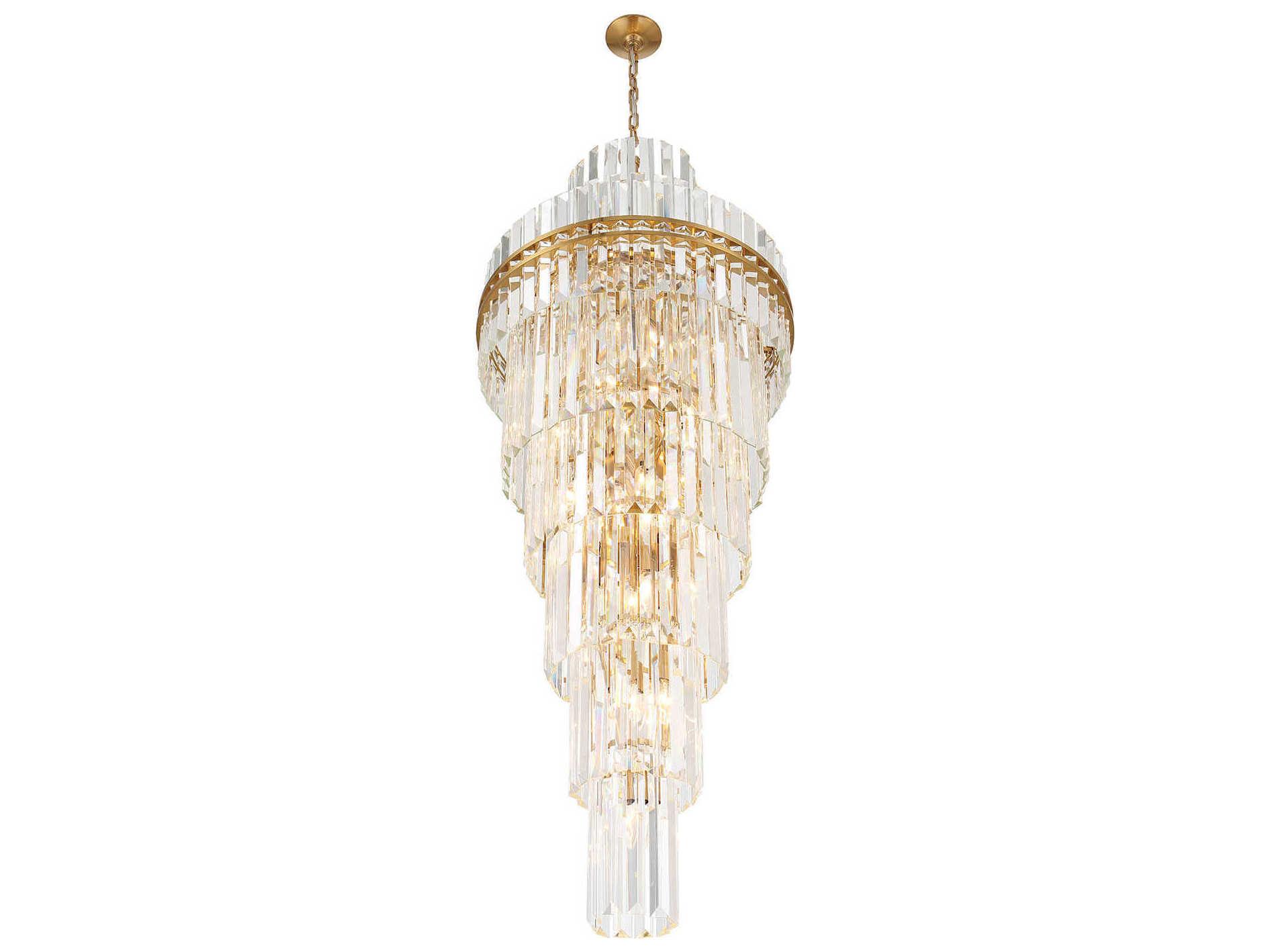 Crystorama Hayes 31-Light Aged Brass Candelabra Tiered Chandelier