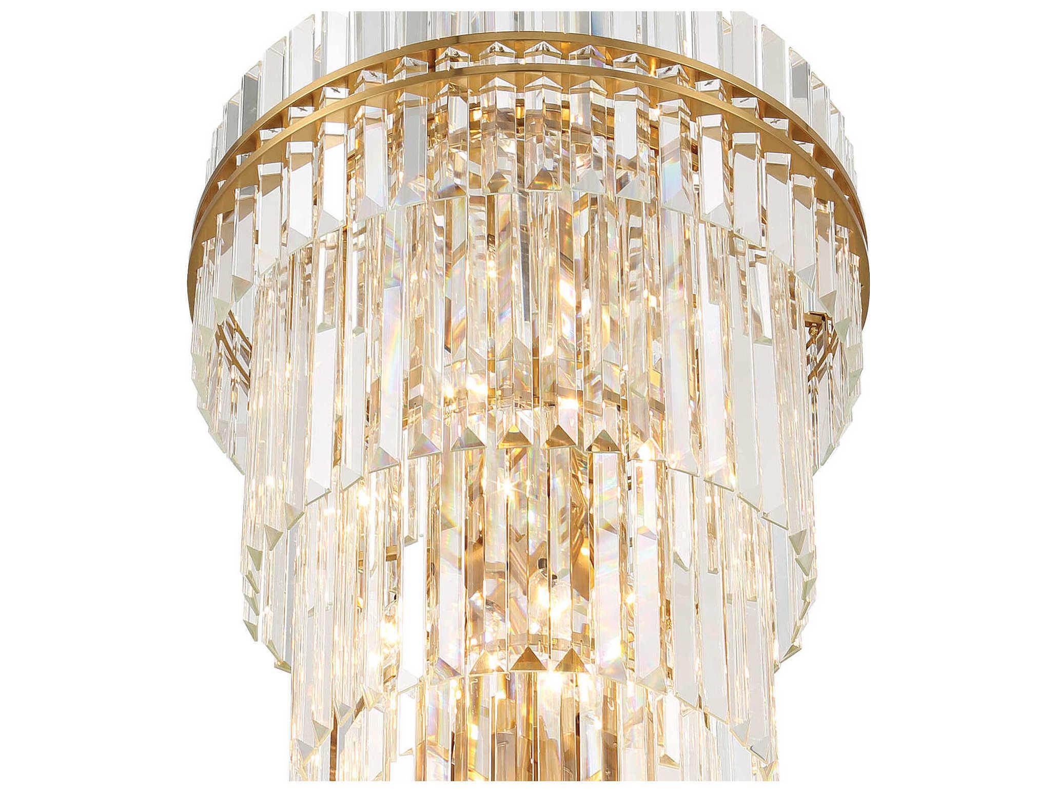 Crystorama Hayes 31-Light Aged Brass Candelabra Tiered Chandelier