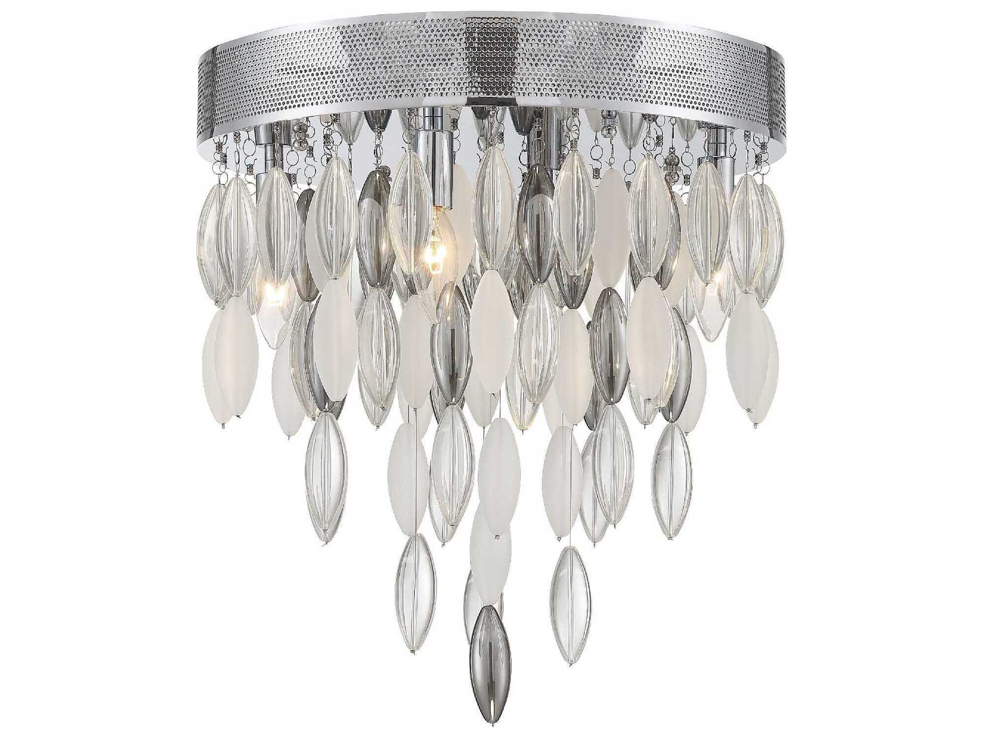 Crystorama Hudson 4-Light Polished Chrome Glass Tiered Flush Mount